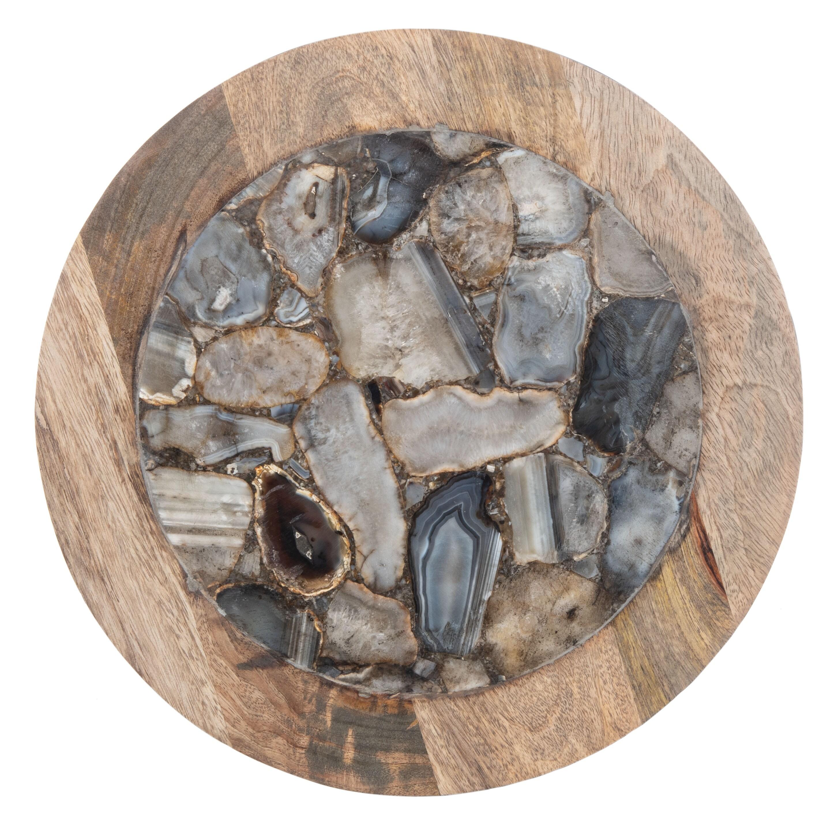 Lumi Agate Accent Table - Multi Color Black Agate/Natural/Black Legs - Safavieh.
