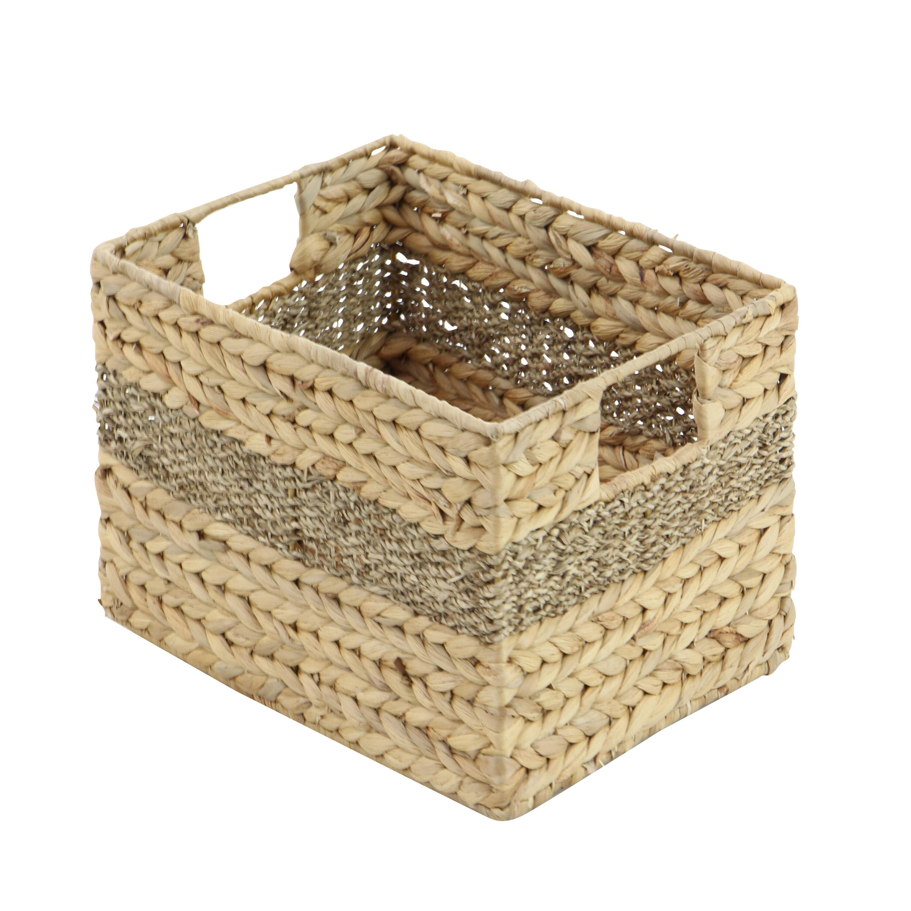 DecMode 16", 14", 12", 10"W Light Brown Seagrass Handmade Storage Basket with Handles, 4-Pieces