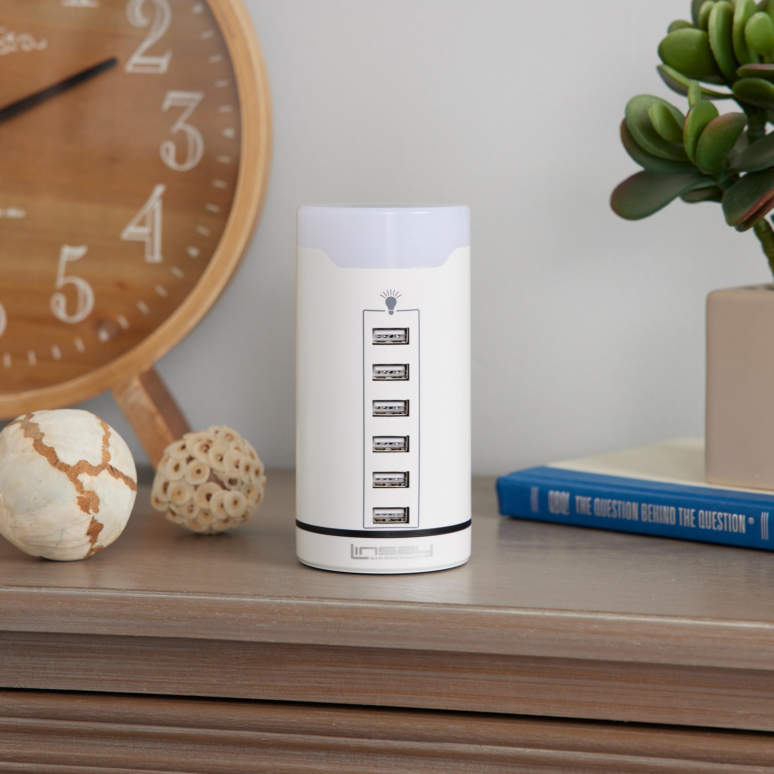 LINSAY SMART LED LAMP TOUCH with 6 USB Charging Station Multi color LED dimmeable
