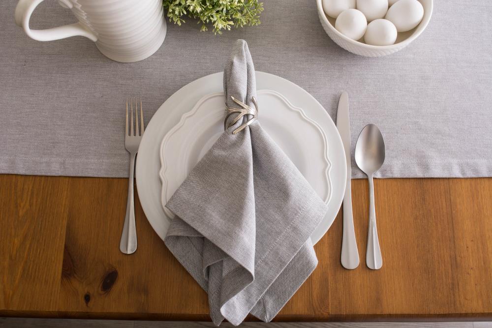 Gray Cotton Chambray Table Runner 14" x 72"