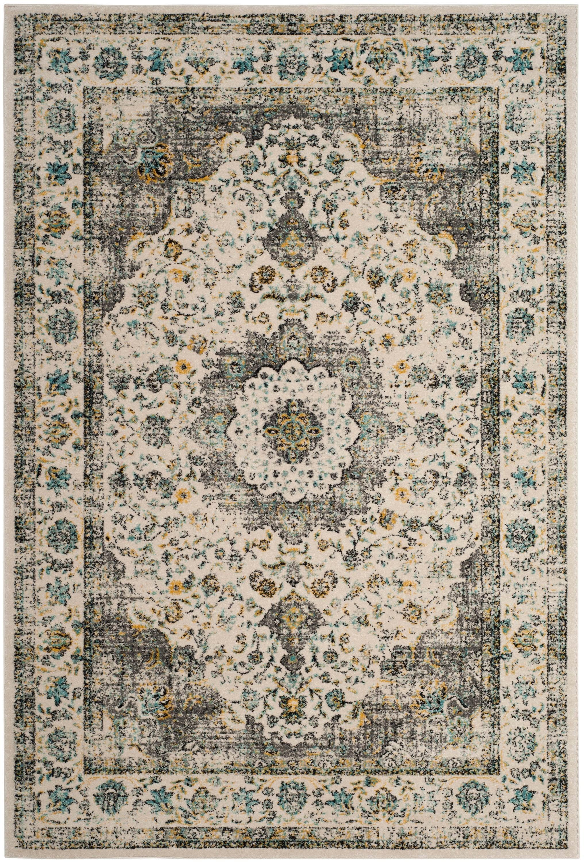 Evoke EVK220 Power Loomed Area Rug - Grey/Gold - 5'3"x7'6" - Safavieh.