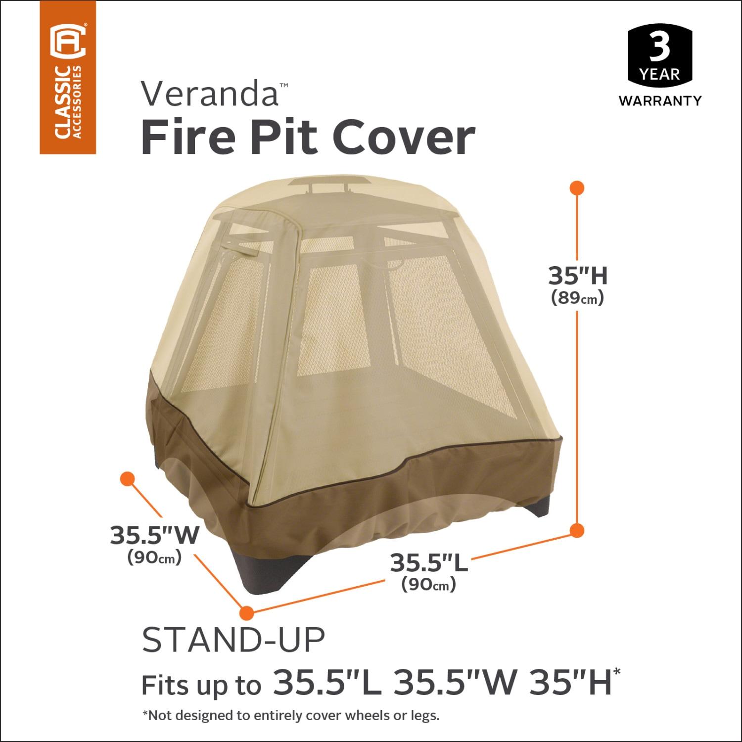 Classic Accessories Veranda Water-Resistant 35.5 Inch Stand-Up Fire Pit Cover