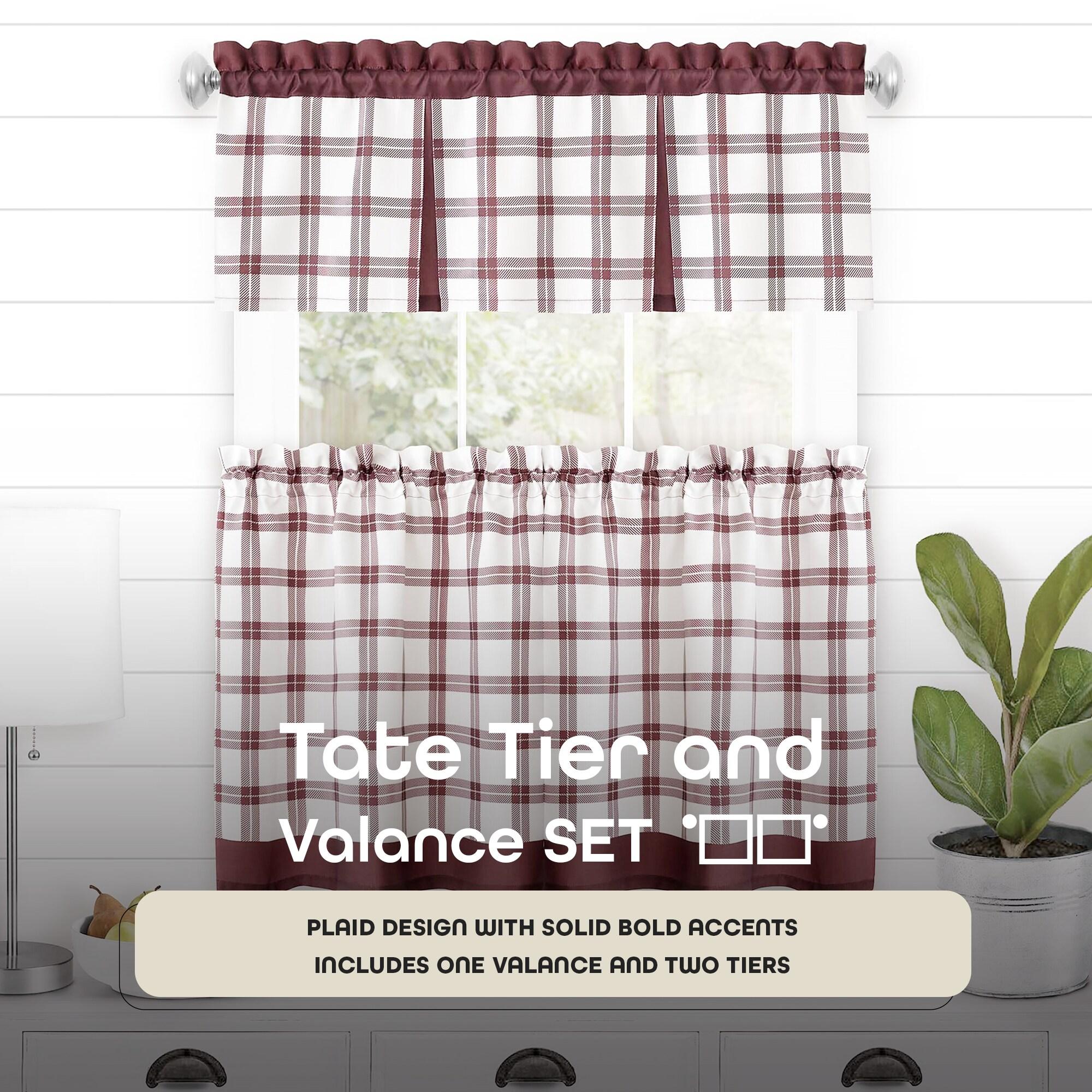 Achim Importing Co Plaid Tailored 58'' W Kitchen Curtain