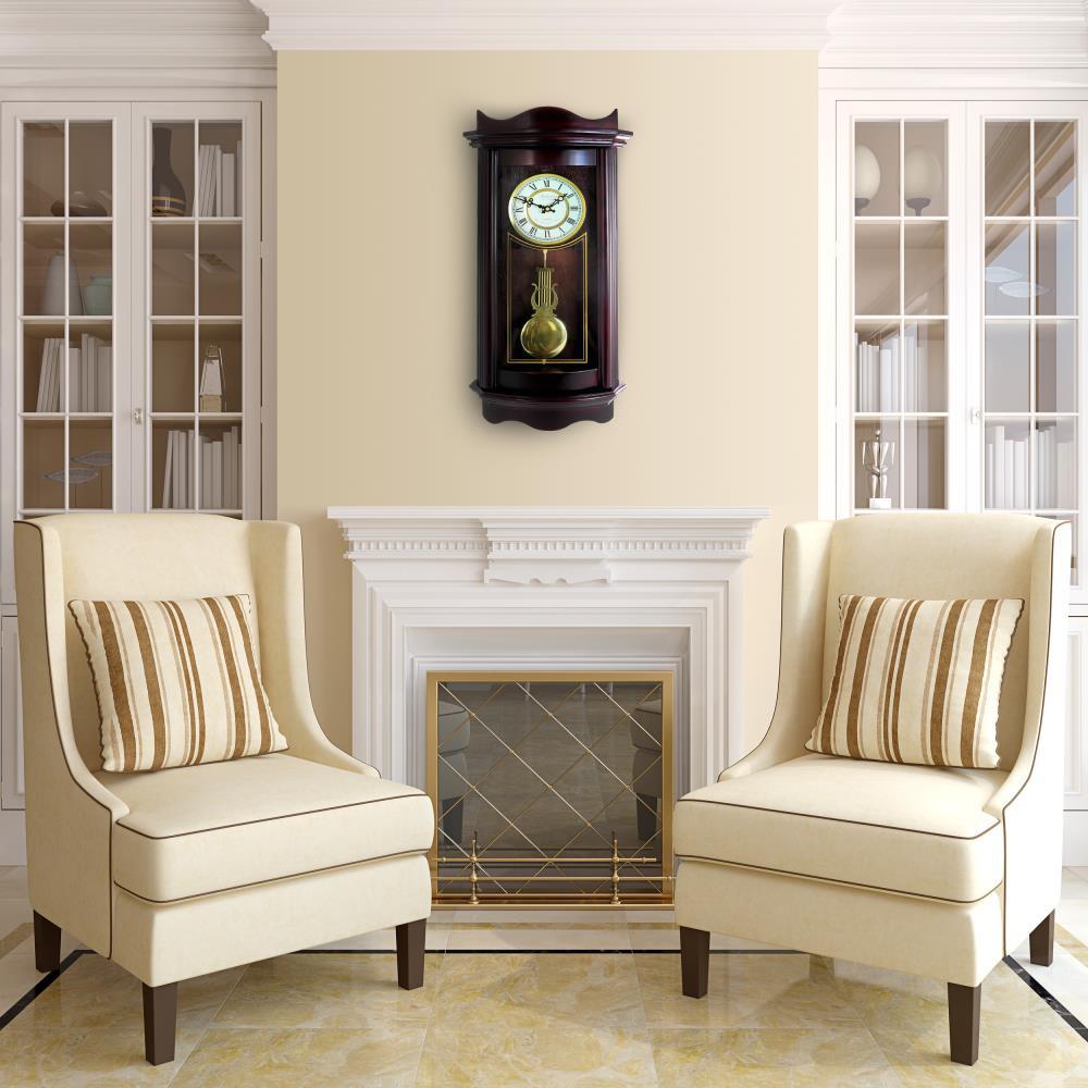 Bedford Clock Collection Weathered Chocolate Cherry Wood 25" Wall Clock with Pendulum