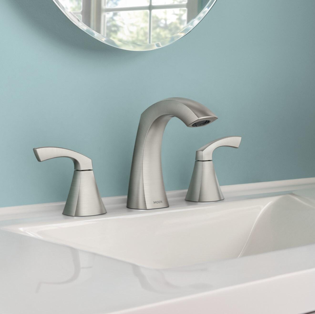 Moen Lindor Brushed Nickel Widespread Bathroom Sink Faucet 8 - 16 in.