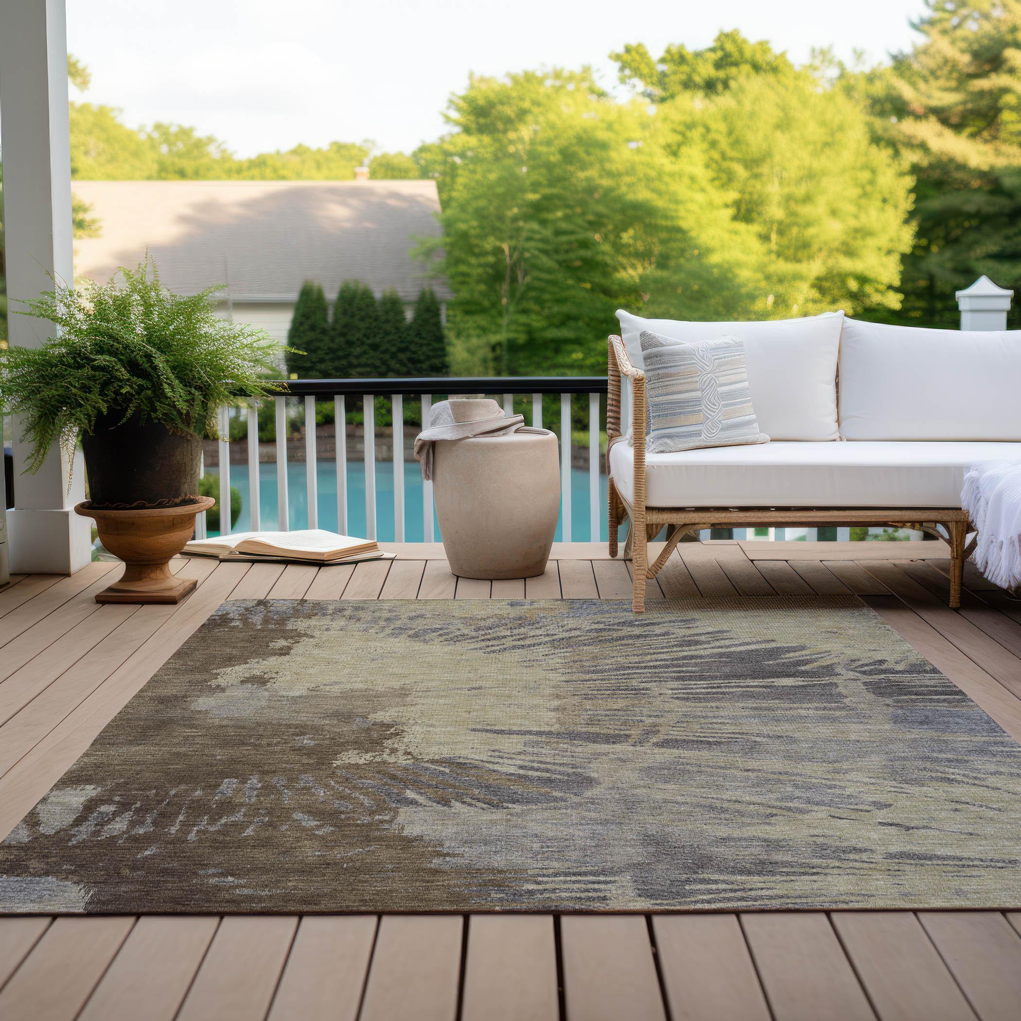 Addison Rugs Machine Washable Indoor/ Outdoor Chantille Modern Burst Rug Brown - 5' x 7'6"