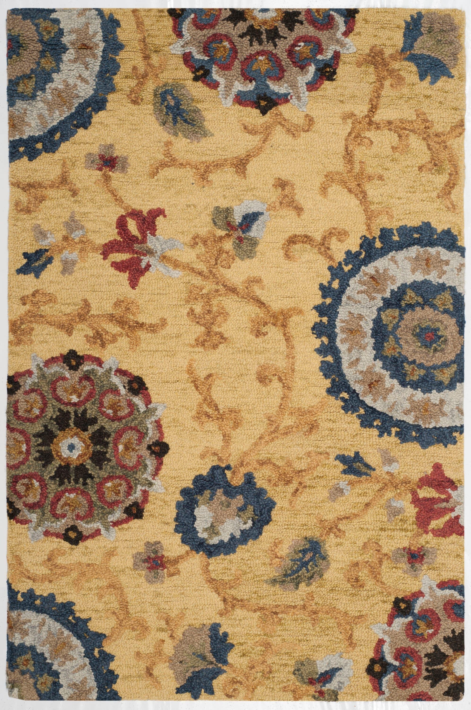 Blossom BLM401 Hand Tufted Accent Rug - Gold/Multi - 2'3"x4' - Safavieh.