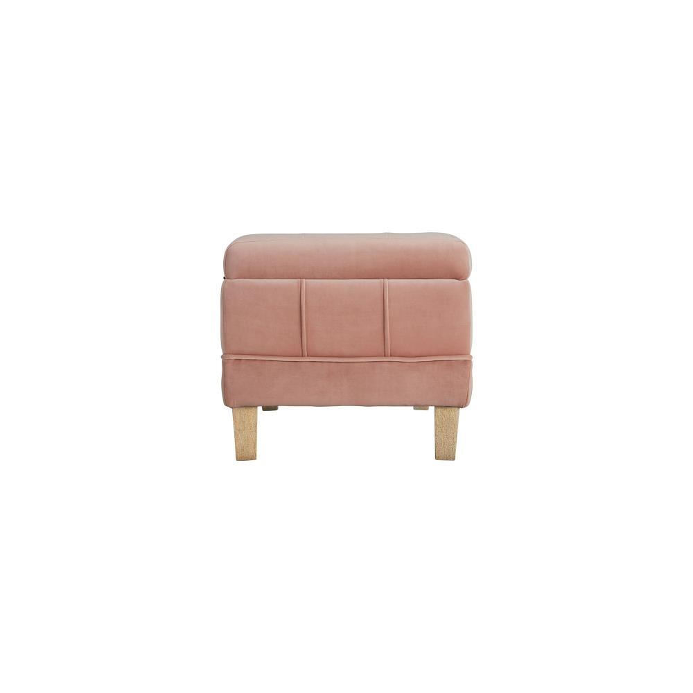 Jude Tufted Storage Ottoman Blush - Picket House Furnishings: Velvet Upholstered, Rectangular with Wooden Legs