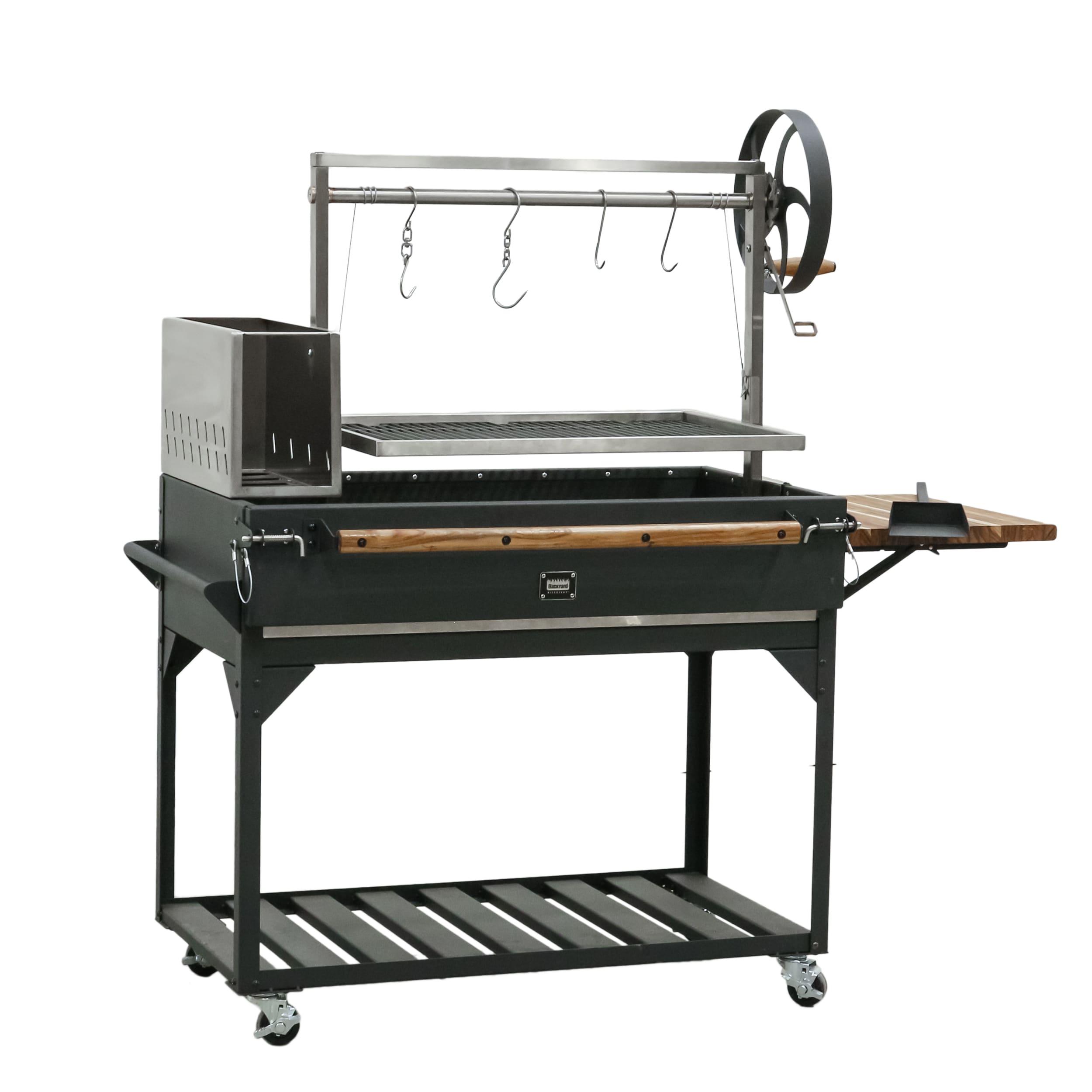 Premium Black Stainless Steel Wood Fire and Charcoal Grill