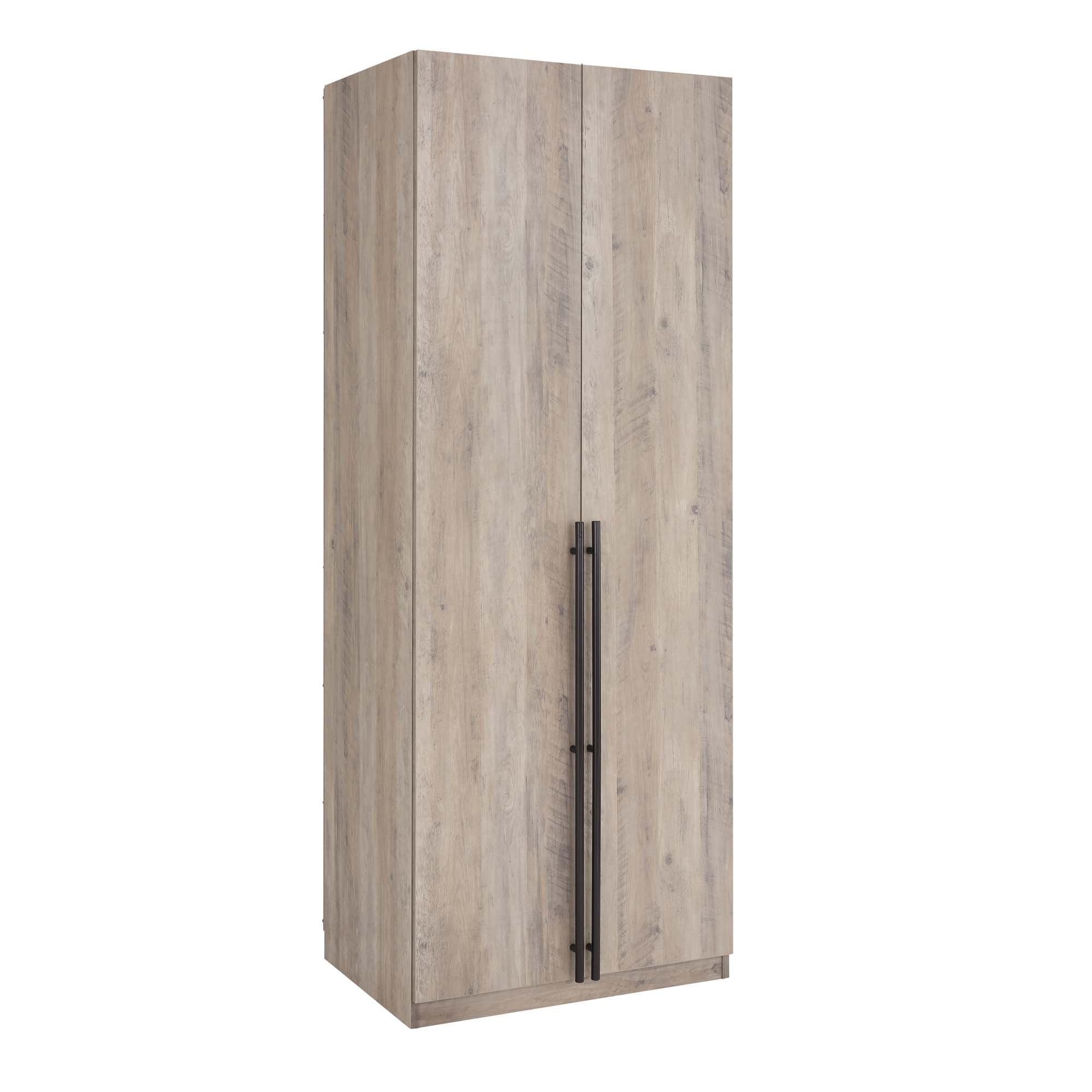 Manhattan Comfort 2pc Lee 4 Door Module Wardrobe Rustic Gray: Modern Style, MDF, Metal Hardware, 5 Shelves, 2 Drawers