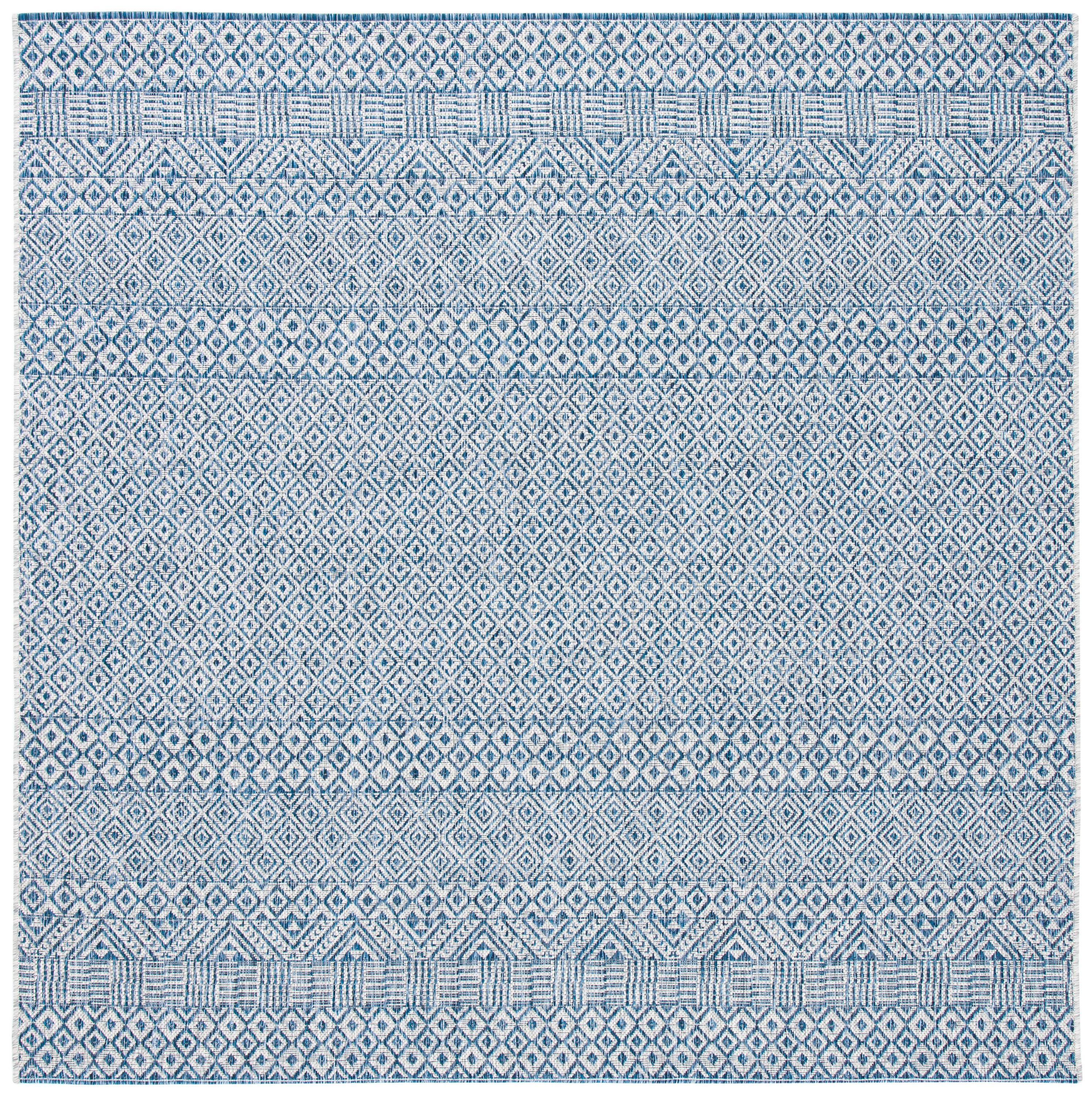 Courtyard CY8235 Power Loomed Indoor and Outdoor Area Rug - Grey/Blue - 4'x4' - Safavieh