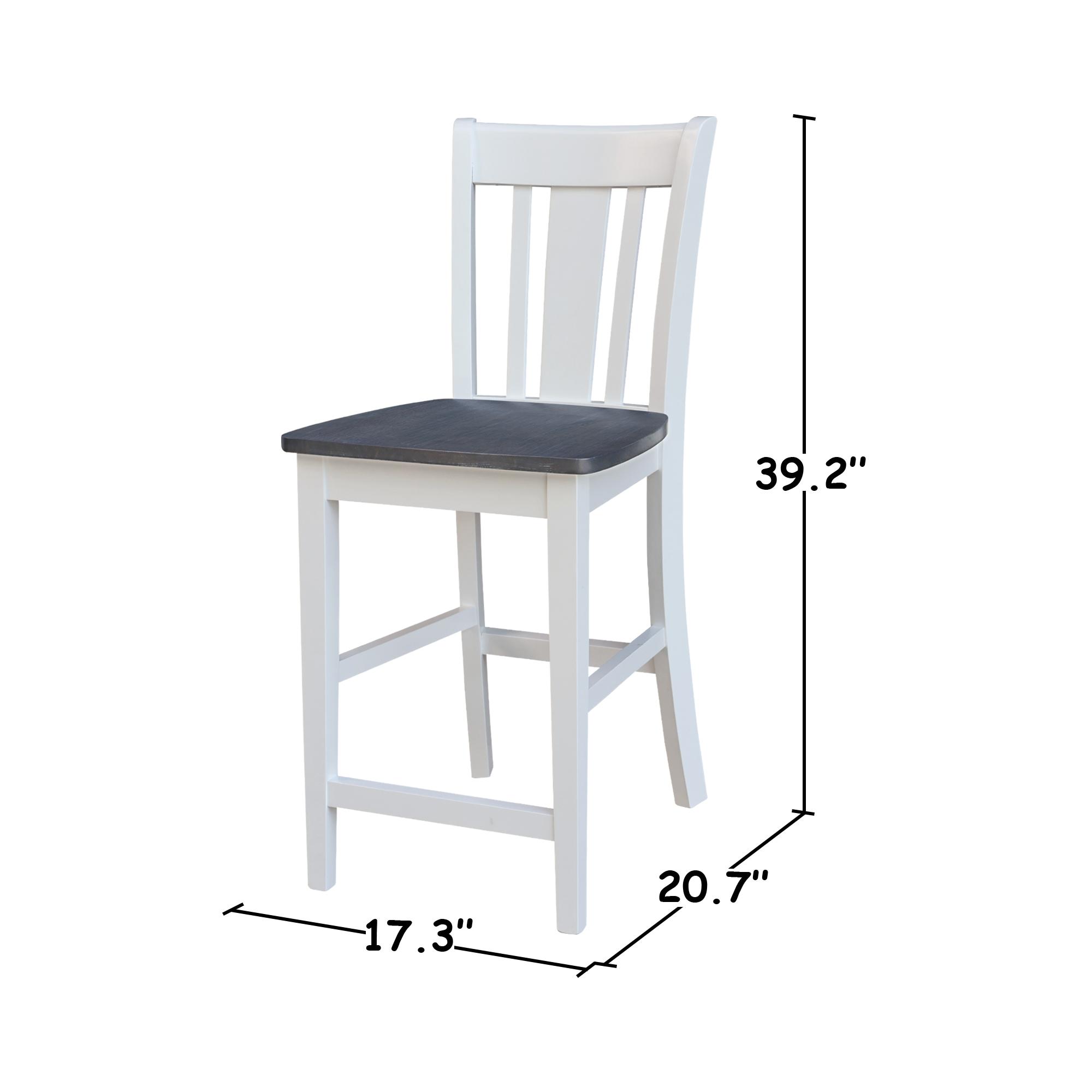 24" San Remo Counter Height Barstool White - International Concepts: Hardwood Frame, Armless Design, Fixed Seat