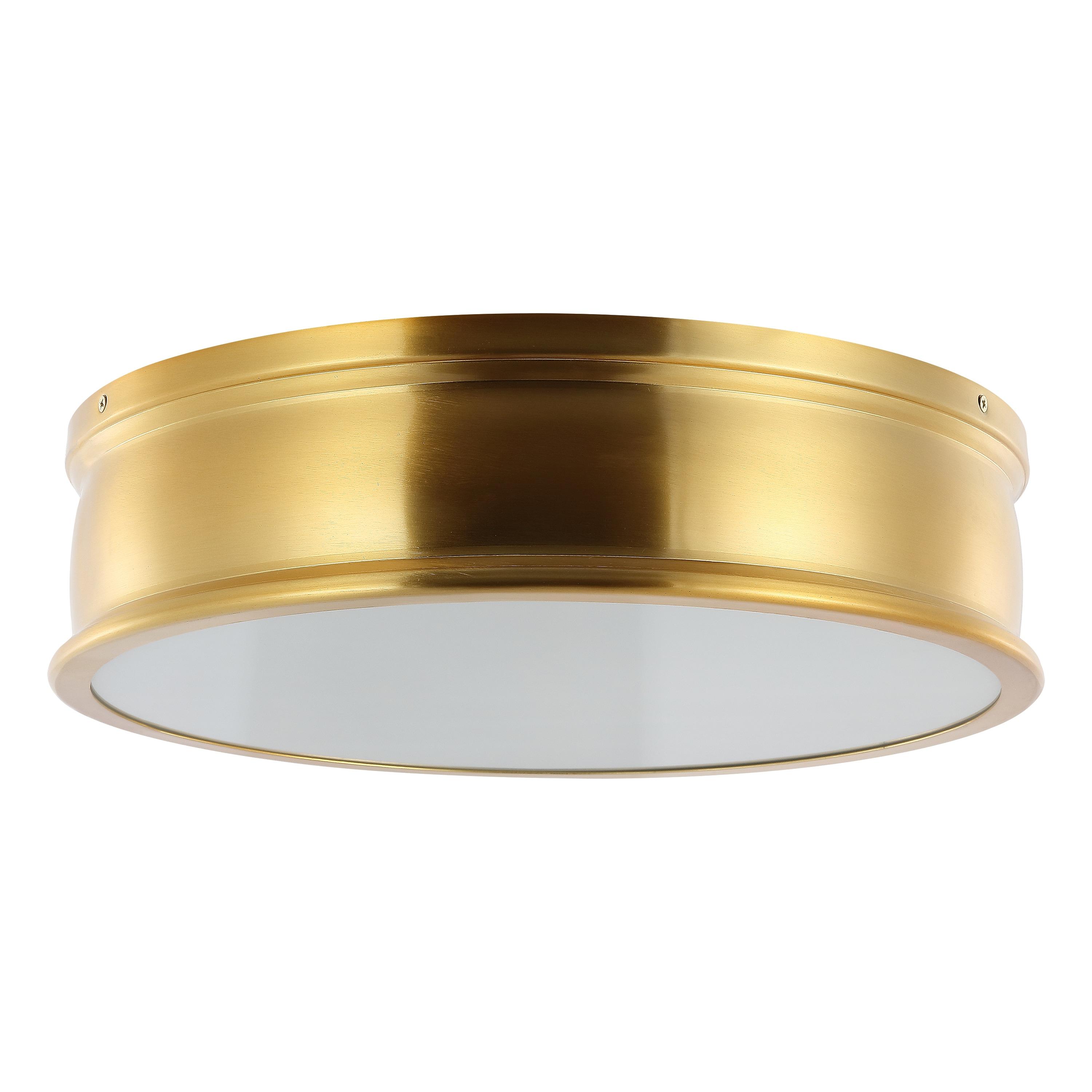 Adria 3 Light 16.5" Flush Mount - Brass Gold - Safavieh.