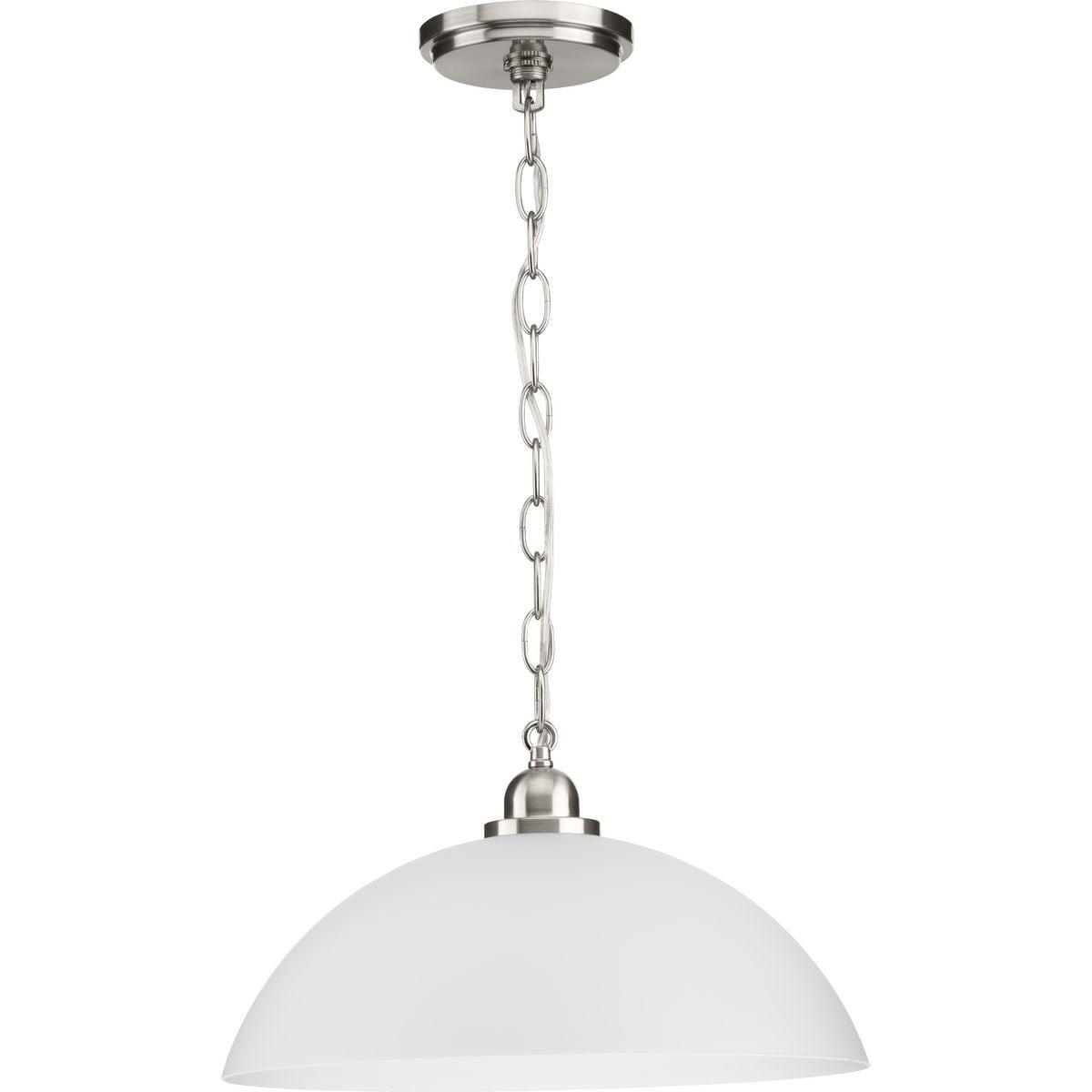Progress Lighting, Classic Collection, 1-Light Pendant, Brushed Nickel, Etched Glass Shade