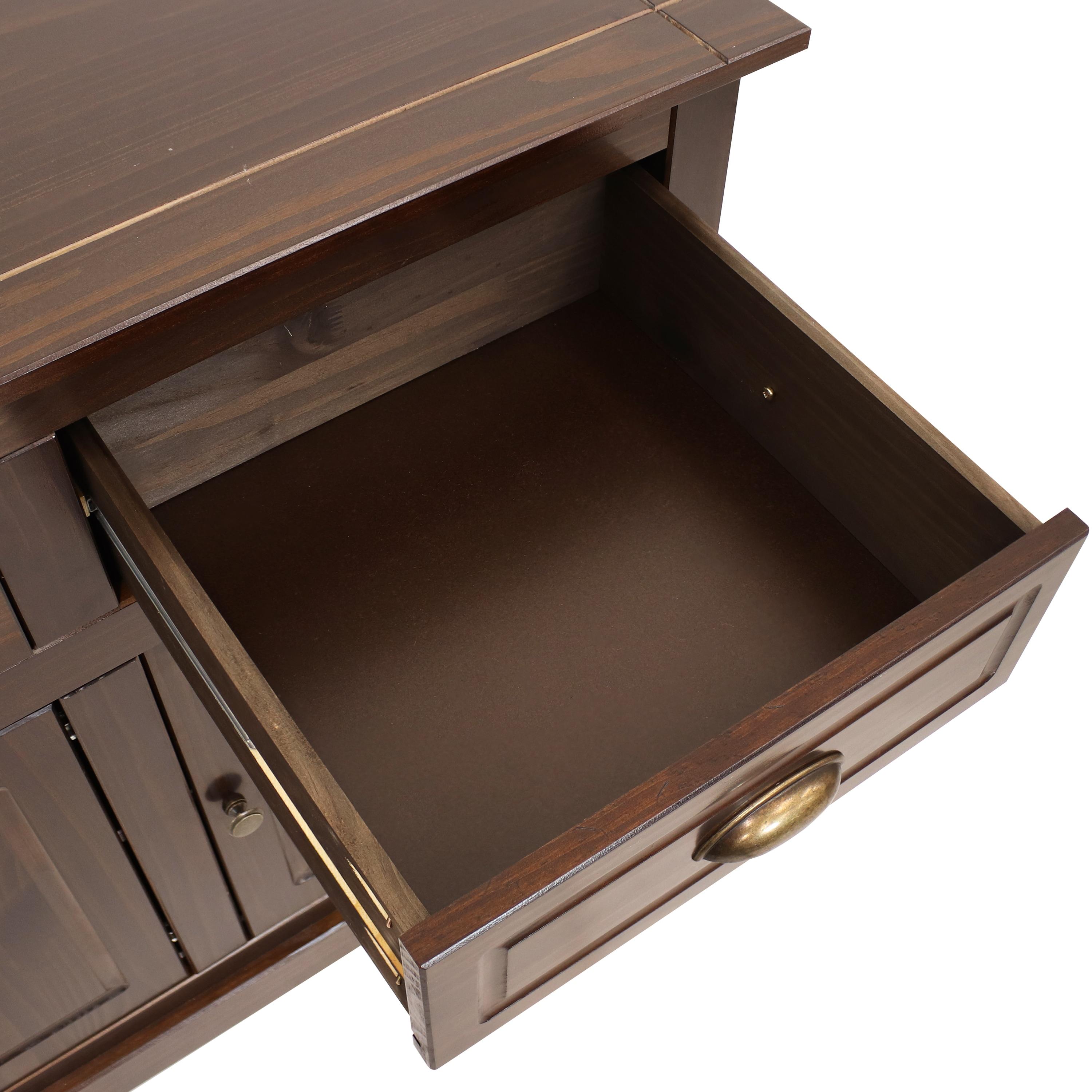 Sunnydaze Sideboard with 3 Drawers and 3 Doors - Solid Pine Construction - Dark Brown- 32"