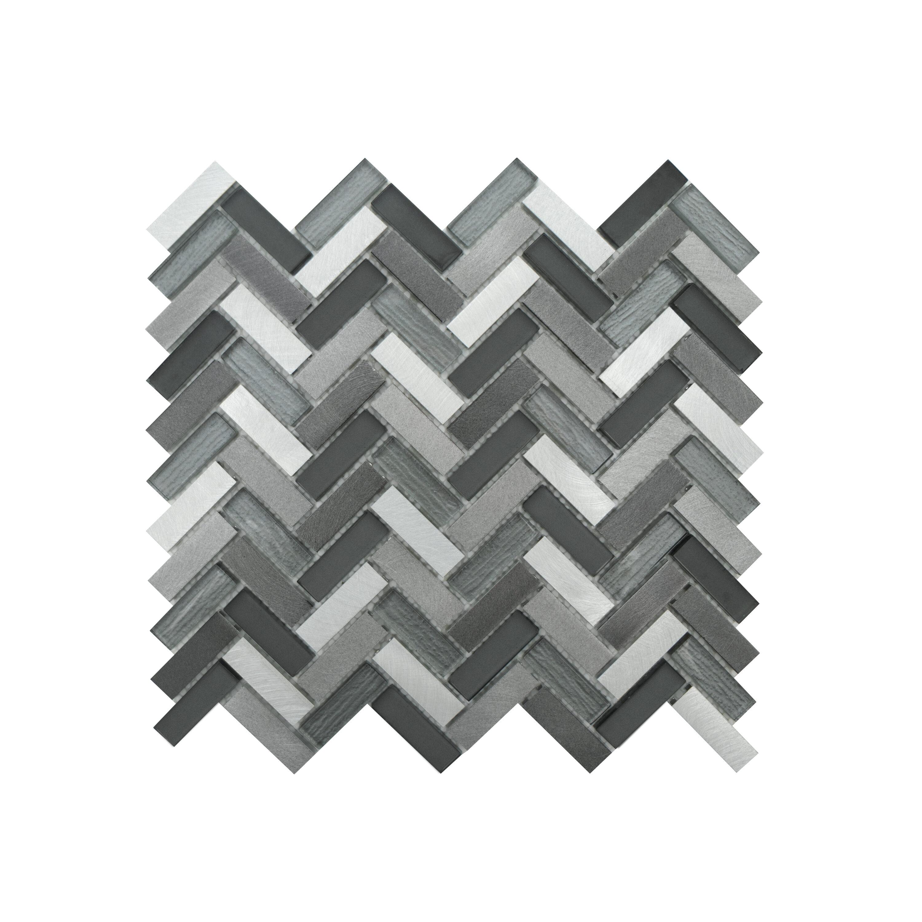 Twilight Series 0.5" x 2" Straight Edge Metal and Glass Mosaic Tile