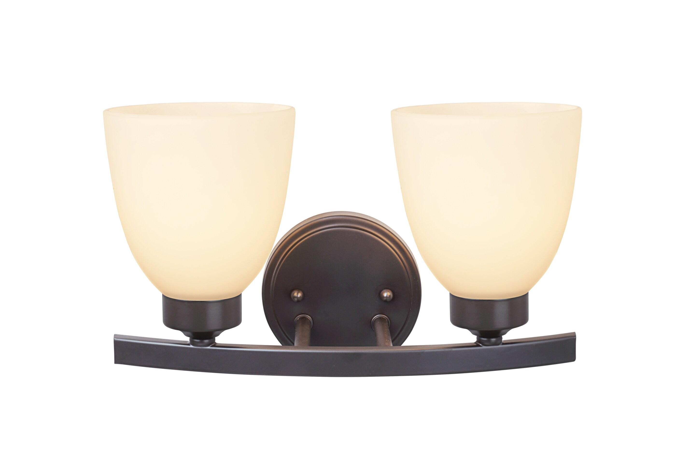 13-Inch Bronze and Frosted Glass 2-Light Vanity Fixture