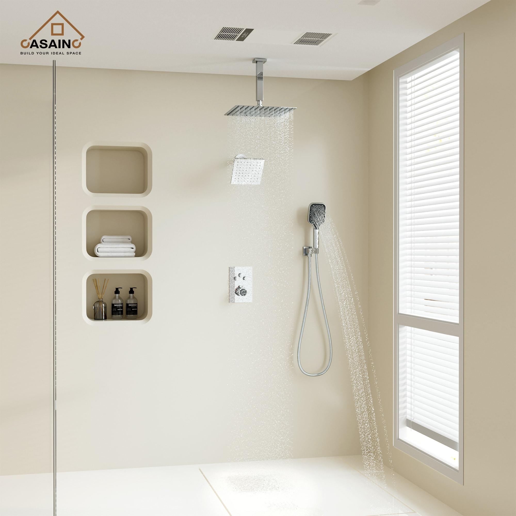 Rainfall Symphony 3-Function Dual Shower Head Thermostatic Shower System with 3 Sprays Handheld