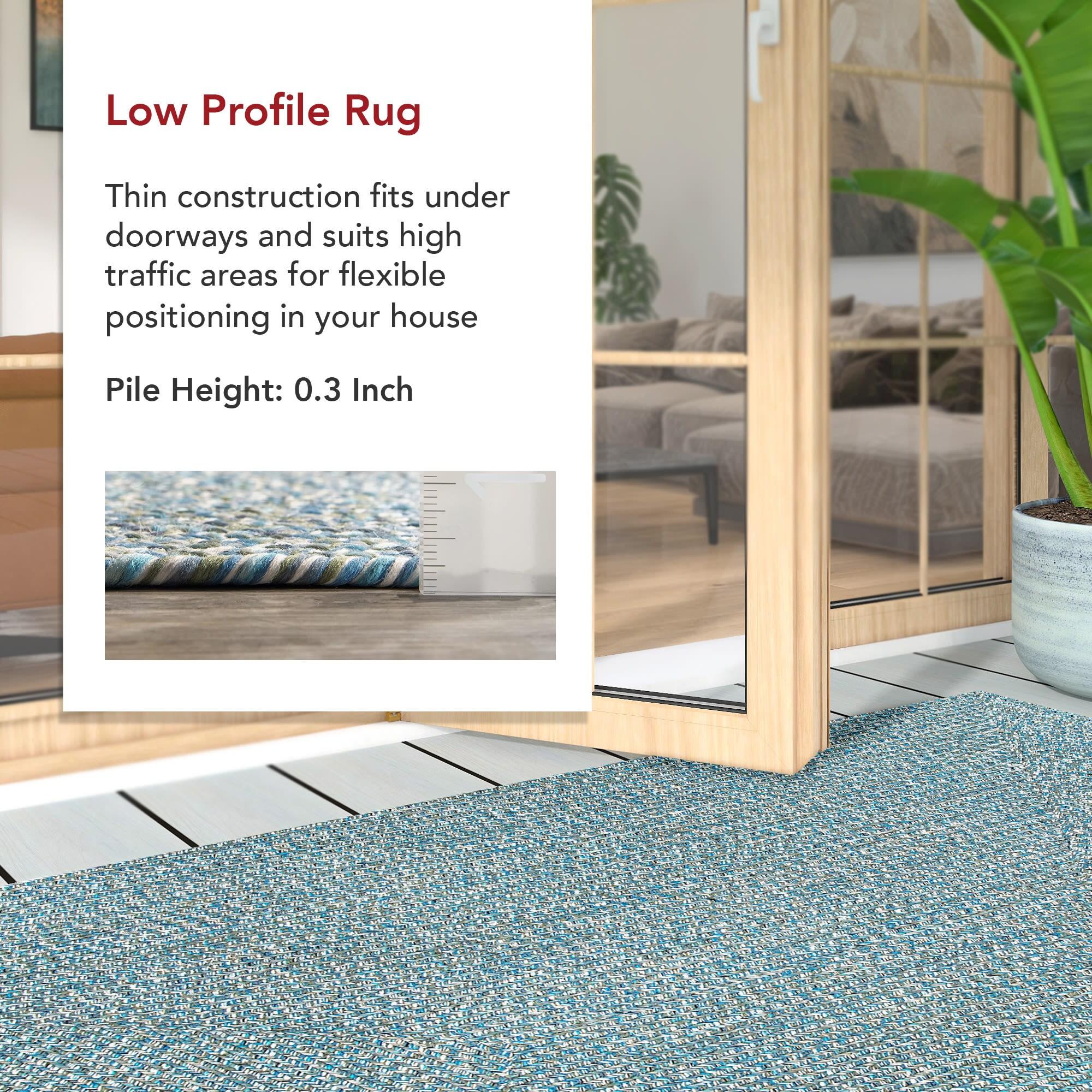 Aqua Braided Reversible Handmade 3' x 5' Synthetic Rug