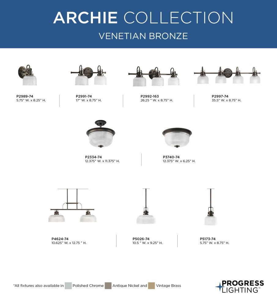 Progress Lighting Archie 1-Light Mini-Pendant, Polished Chrome, Prismatic Glass Shade