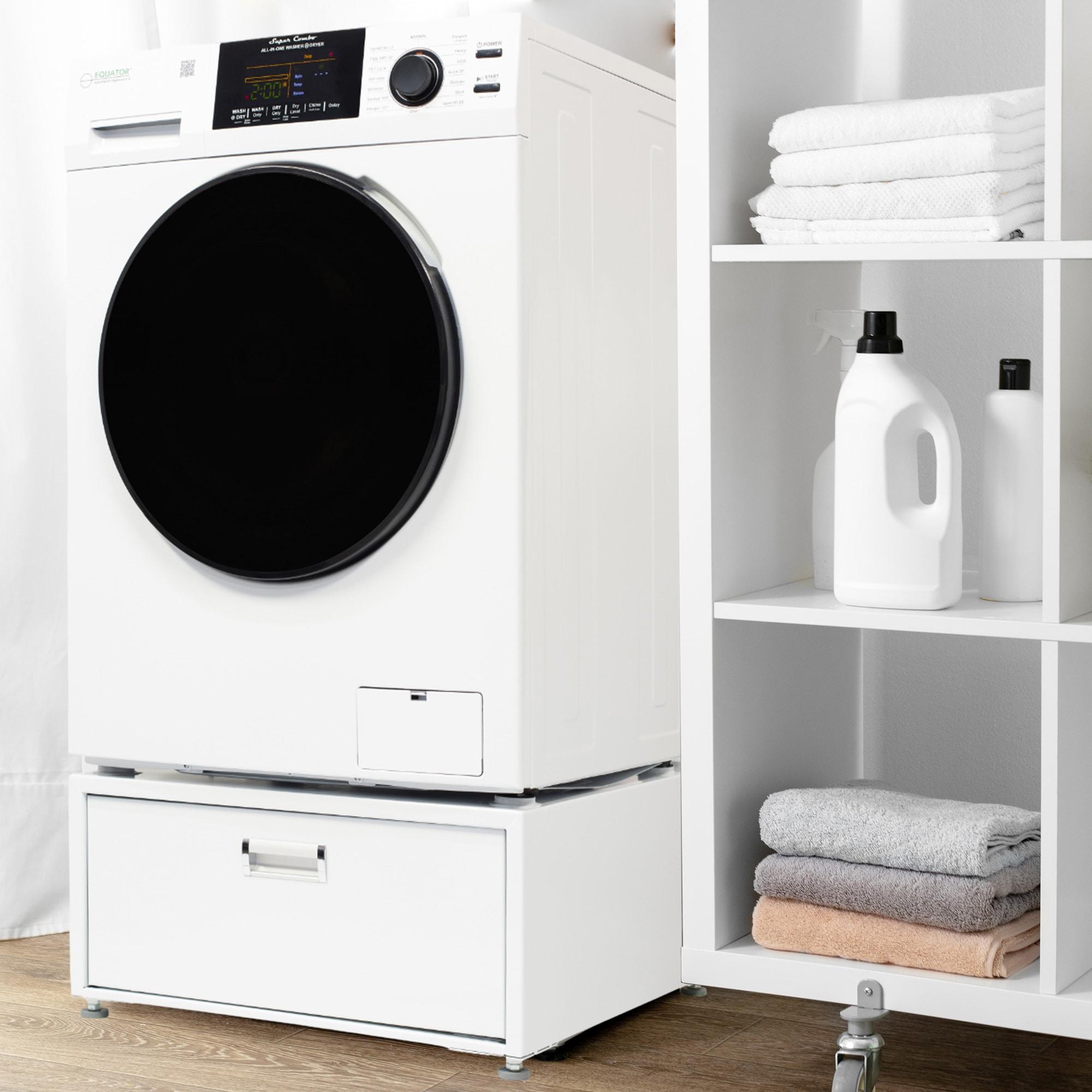 Equator Advanced Appliances Equator All-in-one Washer Dryer Ventless FULLY BUILTIN 0-CLEARANCE 1.62cf/15lbs 110V 1400RPM + Pedestal EZ 4700 C + PDL 4455 White