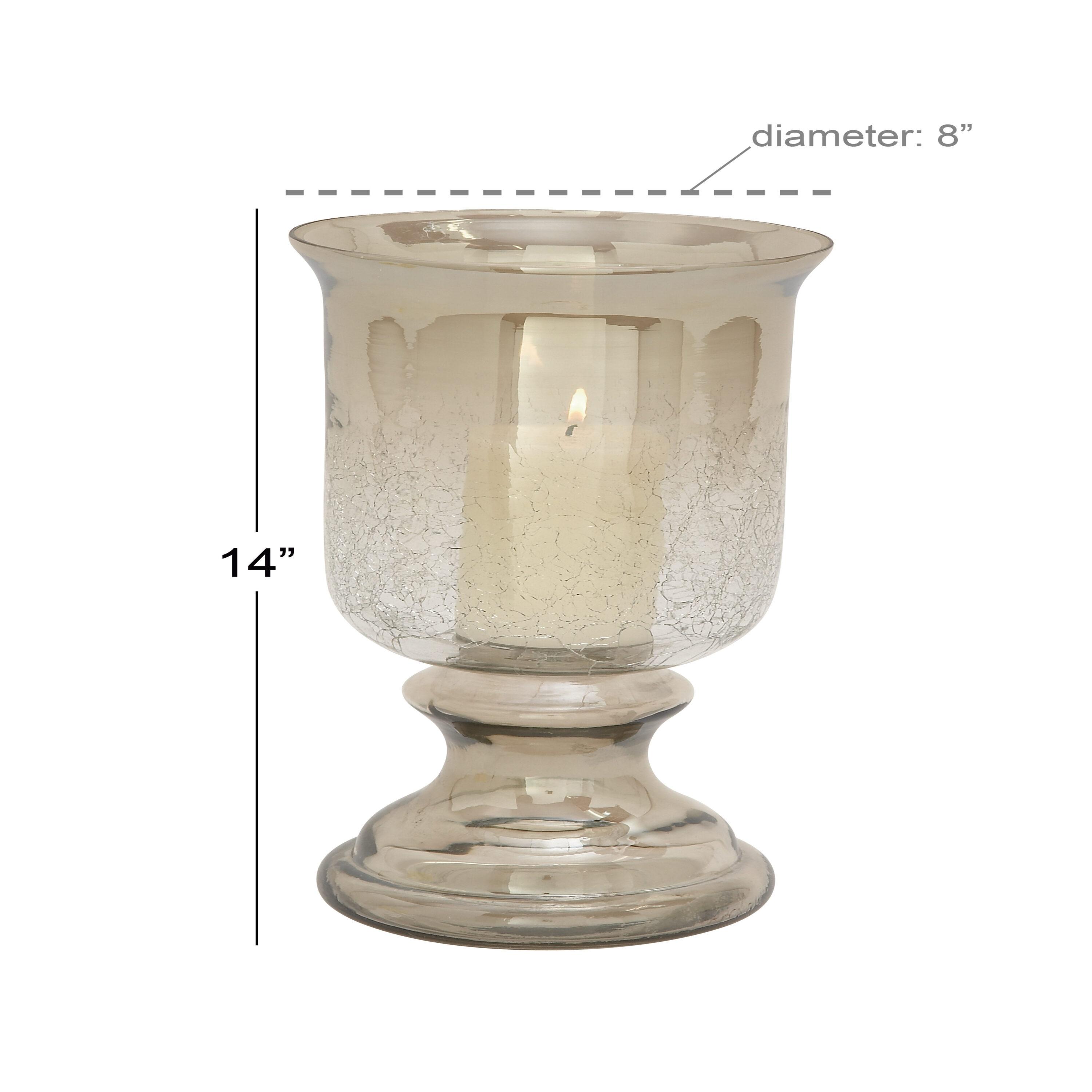 DecMode Brown Glass Handmade Turned Style Pillar Hurricane Lamp with Smoked Glass Finish