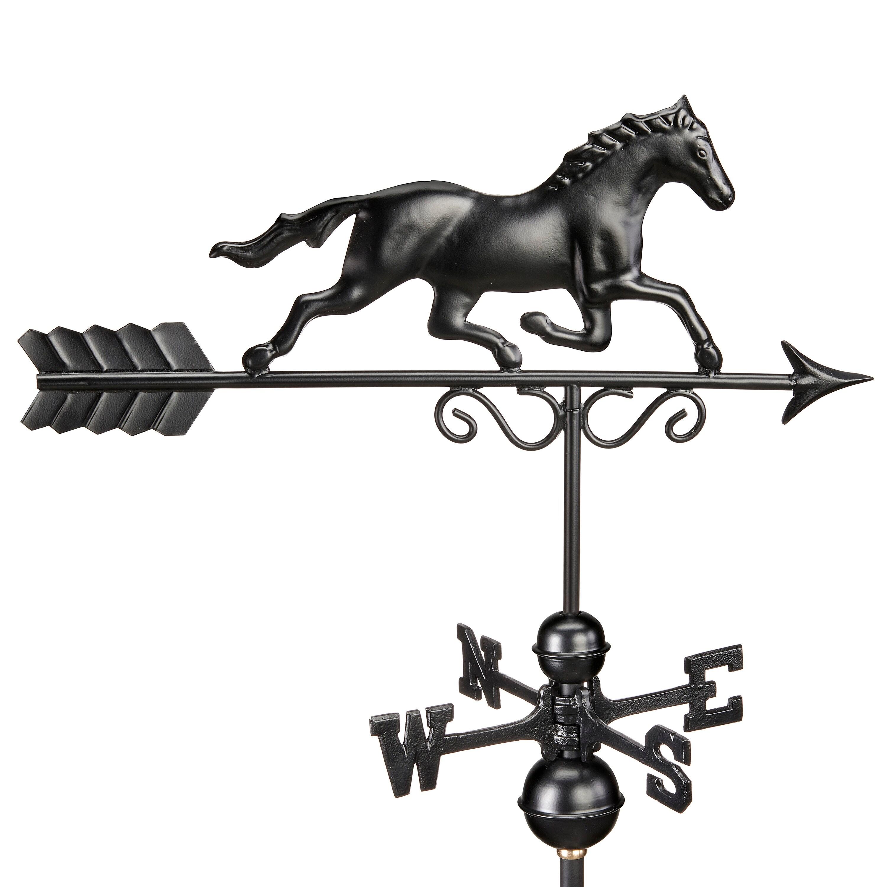 1974K Copper Galloping Horse Weathervane - Black - Good Directions: Outdoor Rooftop Decor, Easy-to-Install