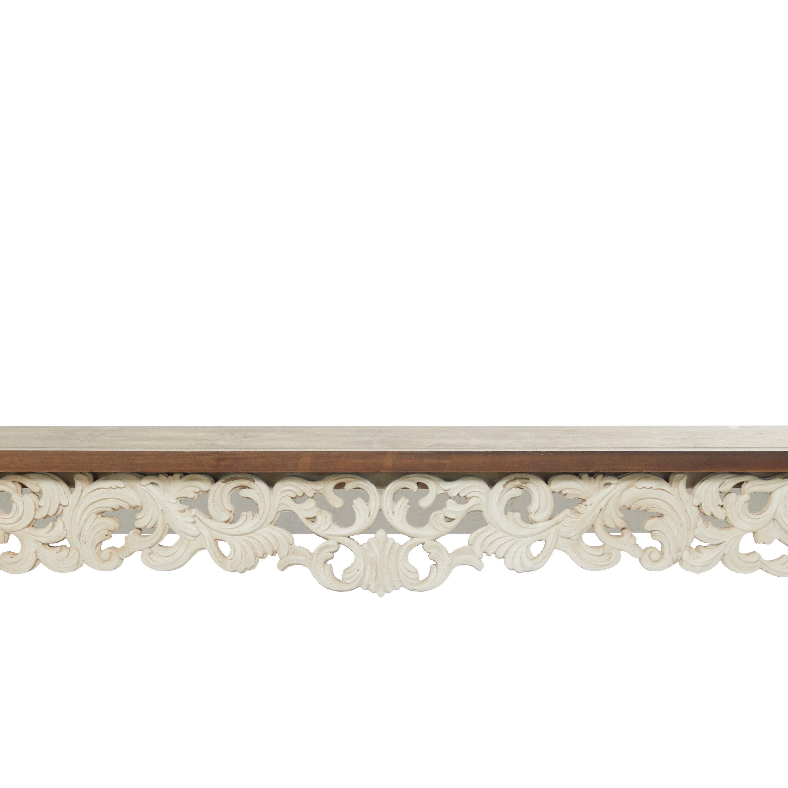 Wood Parisian Design Floral Ornate Detailing Console Table White - Olivia & May