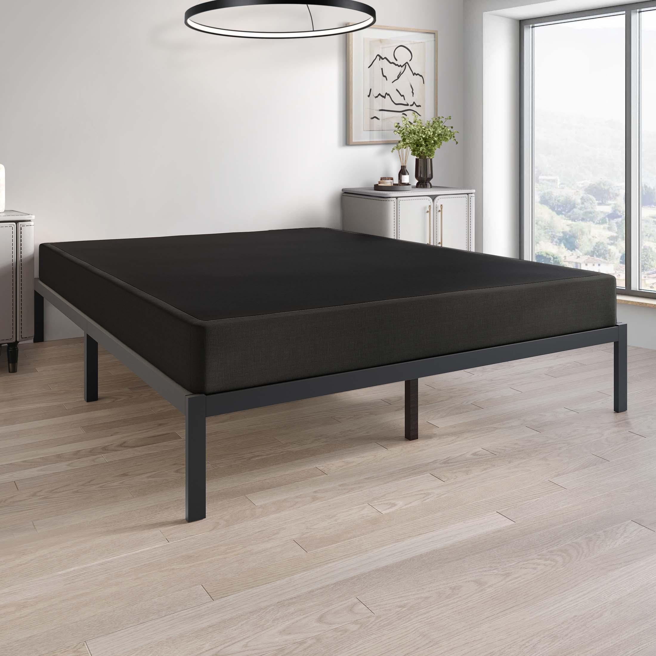 ChaletPosh Queen Metal Box Spring In Black Linen