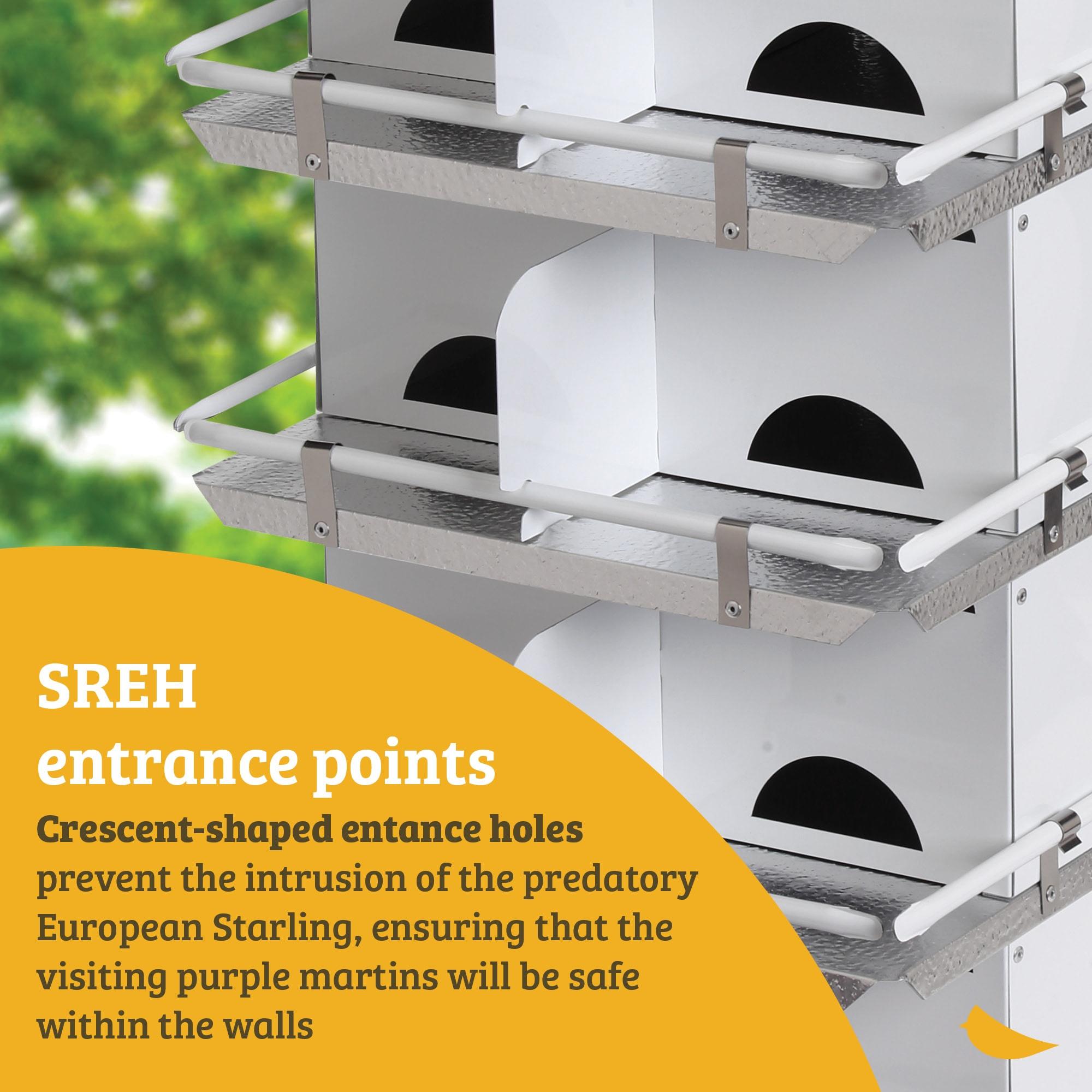 Purple Martin House with Starling Resistant Entrance Holes 4 Floor 16 Room Unassembled