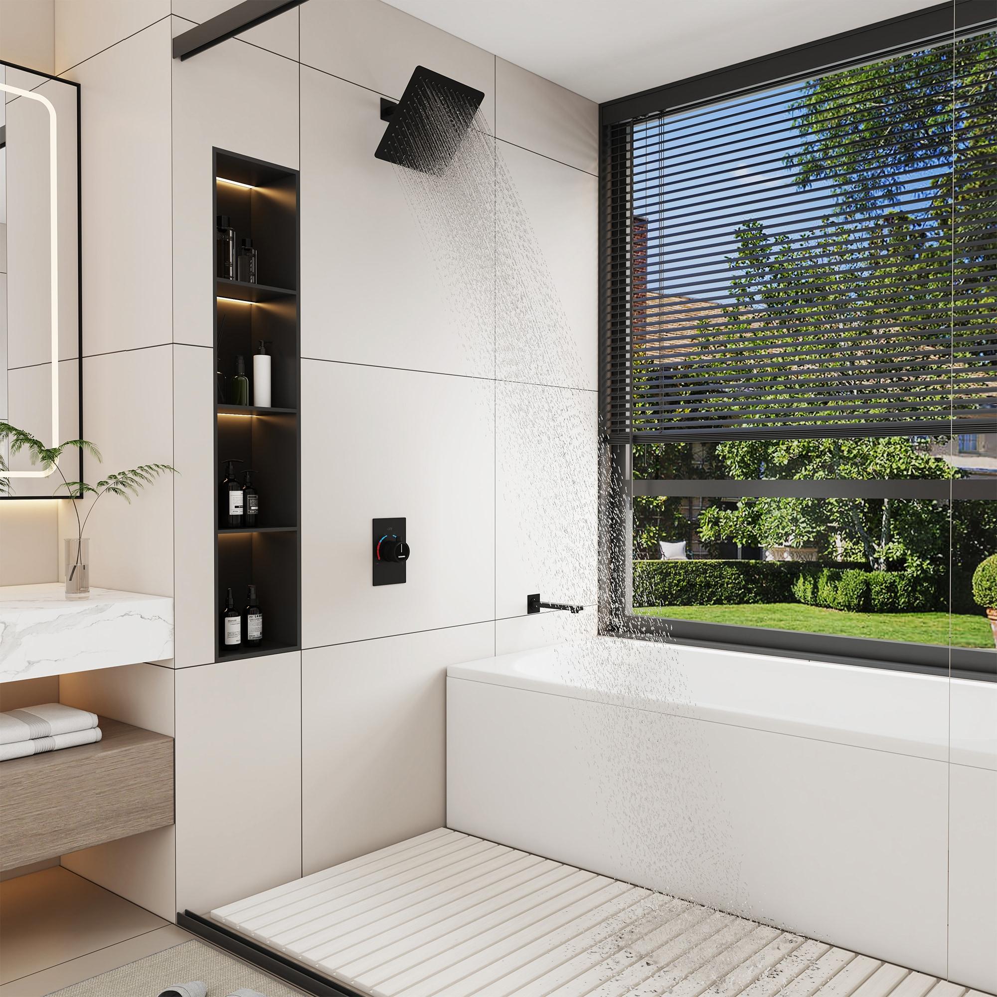 10 Inch Rainfall Shower System with Tilt Shower Head and Tub Spout with Rough in-Valve