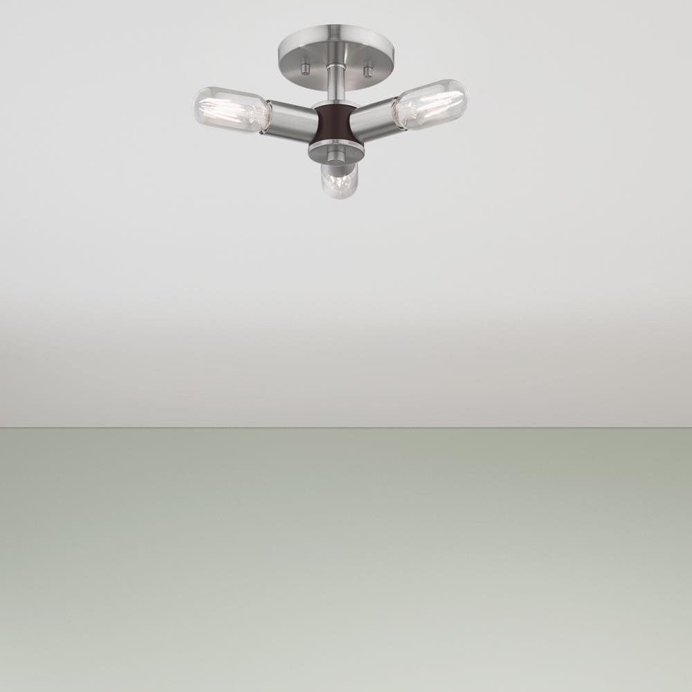 Livex Lighting Copenhagen 3 - Light Flush Mount in  Brushed Nickel