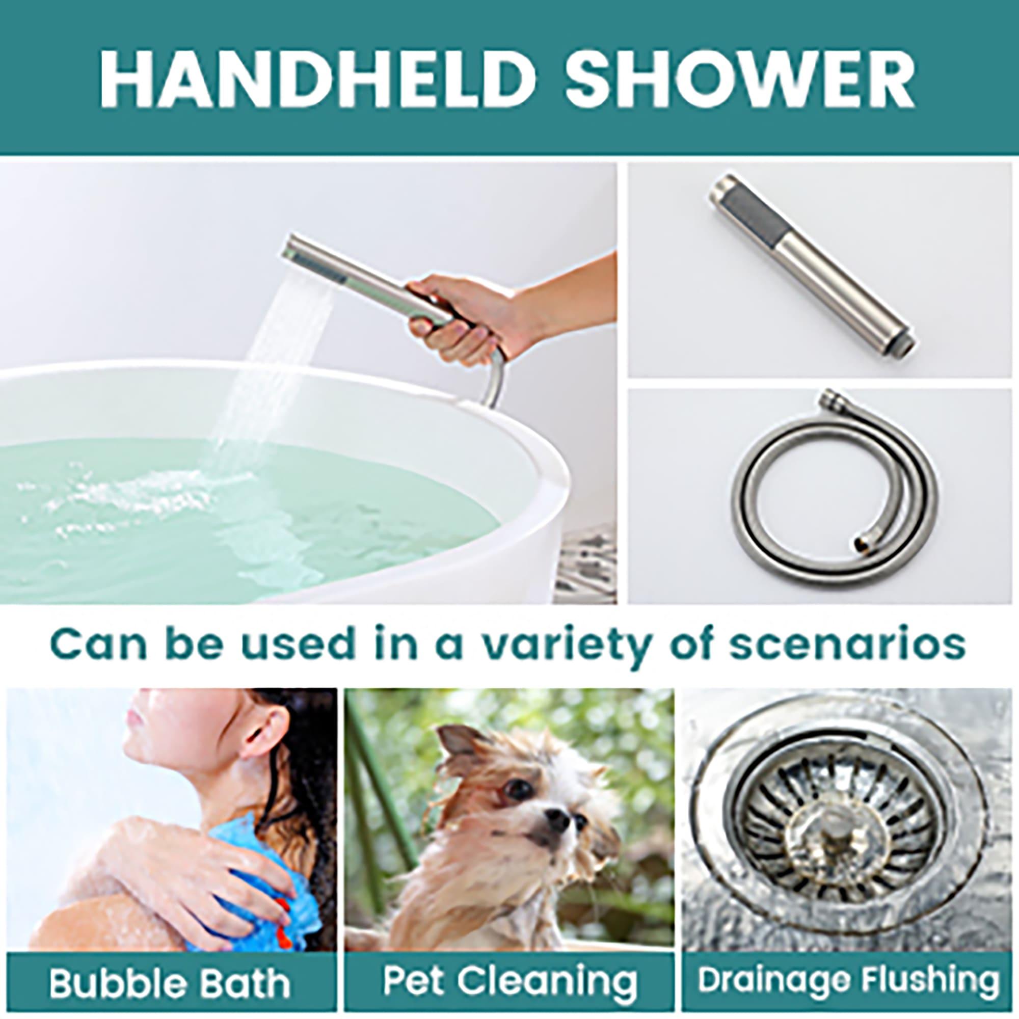 CASAINC KCLT0054-BN Single Handle Freestanding Bathtub Faucet with Diverter and Handshower