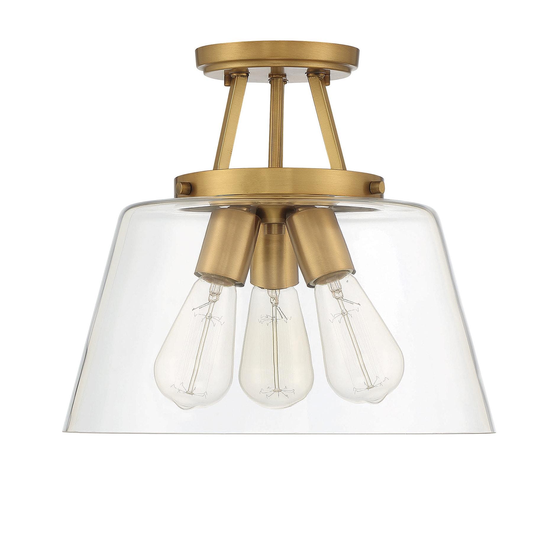 Savoy House Calhoun 3 - Light Semi-Flush Mount in  Warm Brass