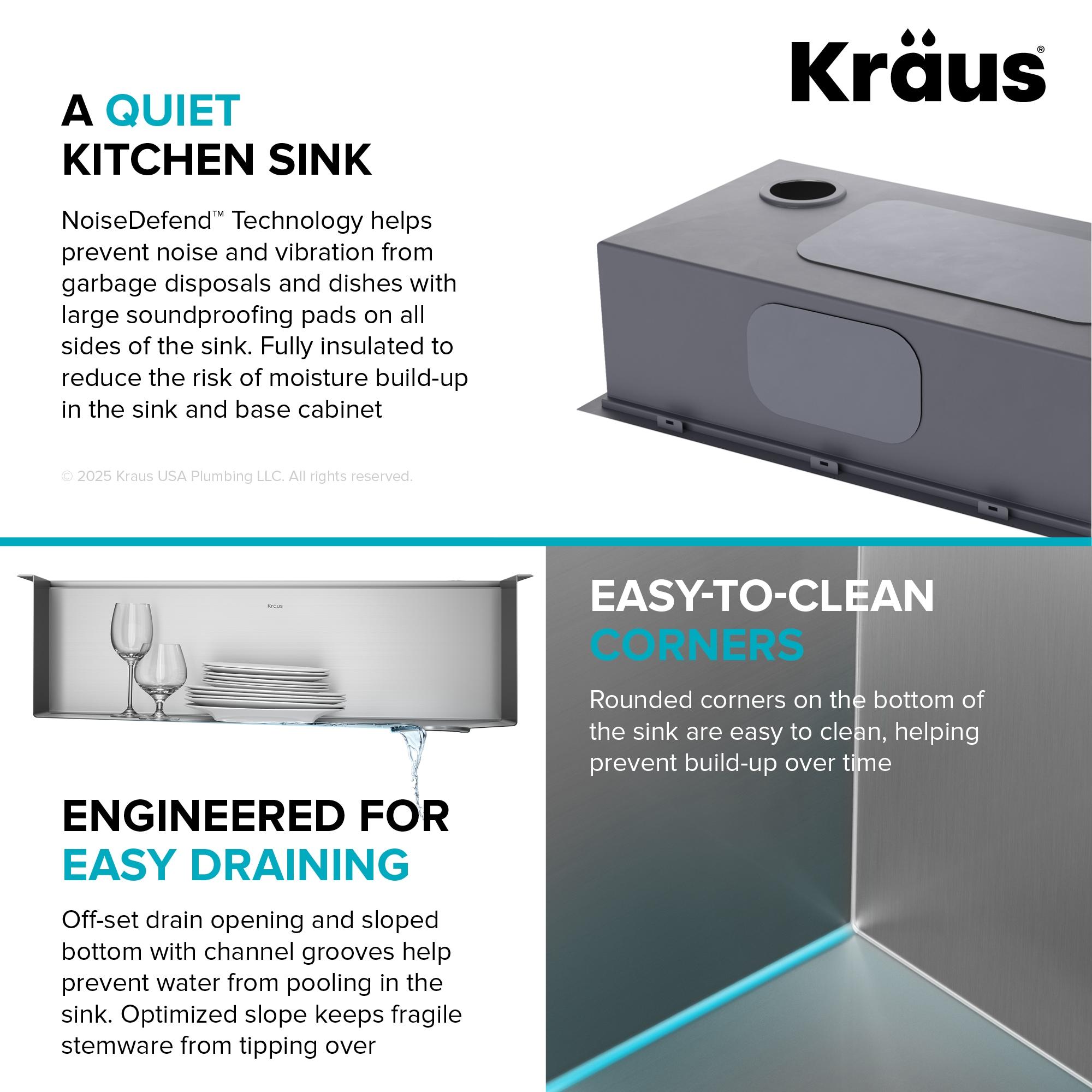 KRAUS Kore™ Workstation 33" L Top Mount Drop-In 16 Gauge Black Stainless Steel Single Bowl Kitchen Sink