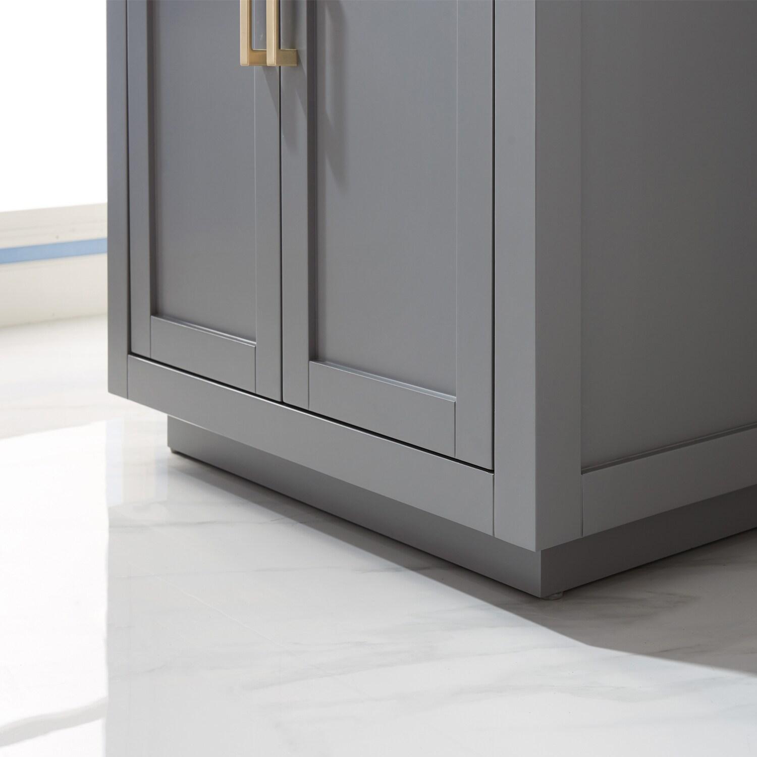 Ivy 30" Single Bathroom Vanity Set in Gray and Carrara White Marble Countertop without Mirror