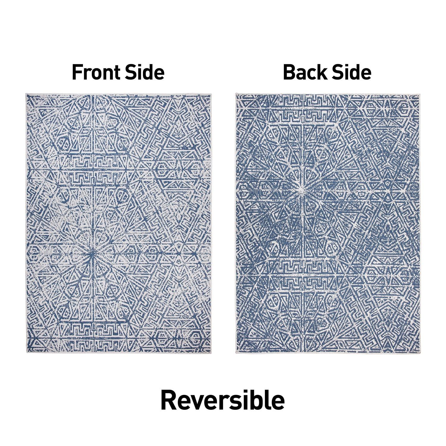 Nuloom Kandace Geometric 5x8 Indoor/Outdoor Area Rug for Living Room Patio Deck Front Porch Kitchen, Blue/Ivory