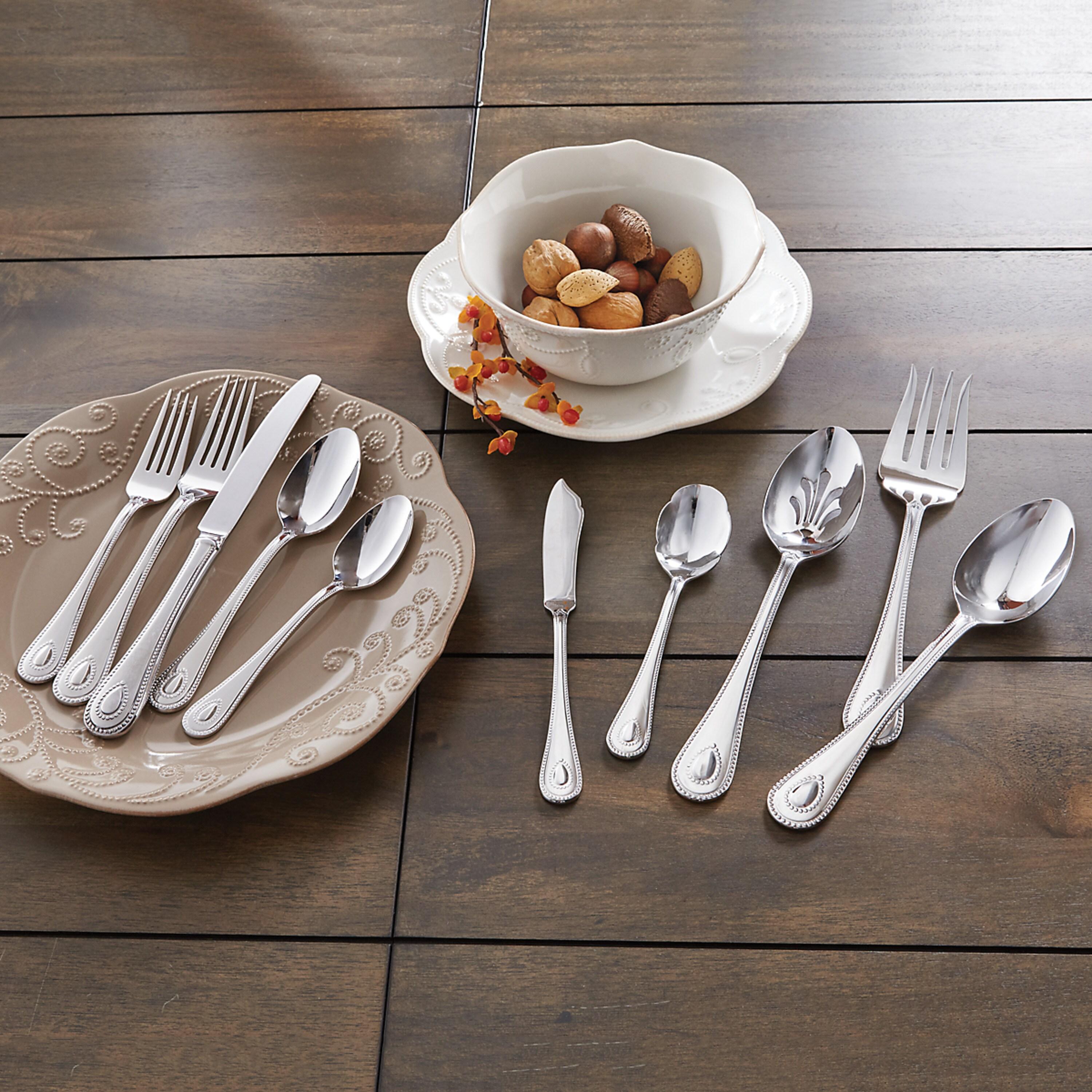 Lenox 65-Piece French Perle Flatware Set, Silver - 829739