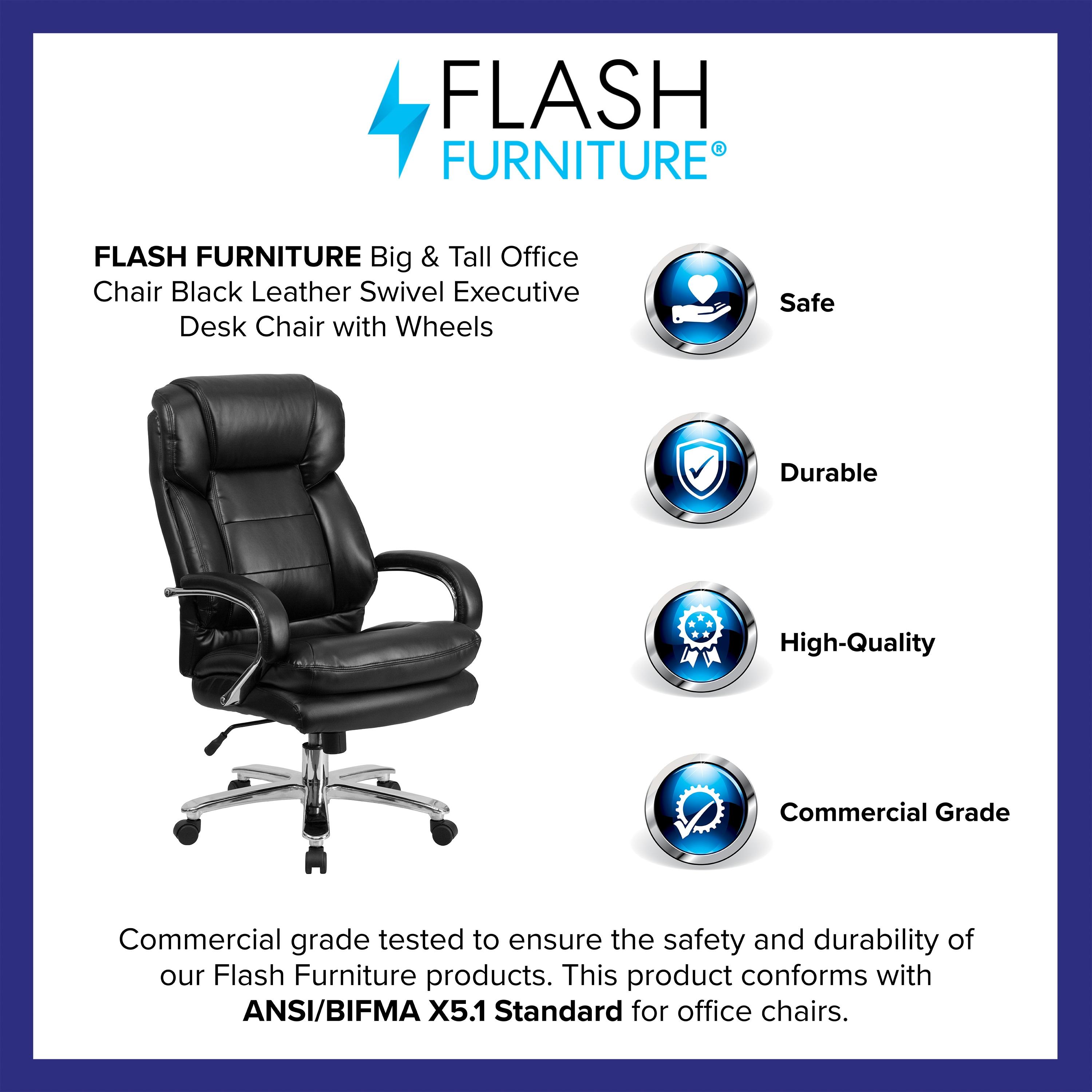 Belladonna Big & Tall LeatherSoft Ergonomic Office Chair with Headrest and Loop Arms by Flash Furniture