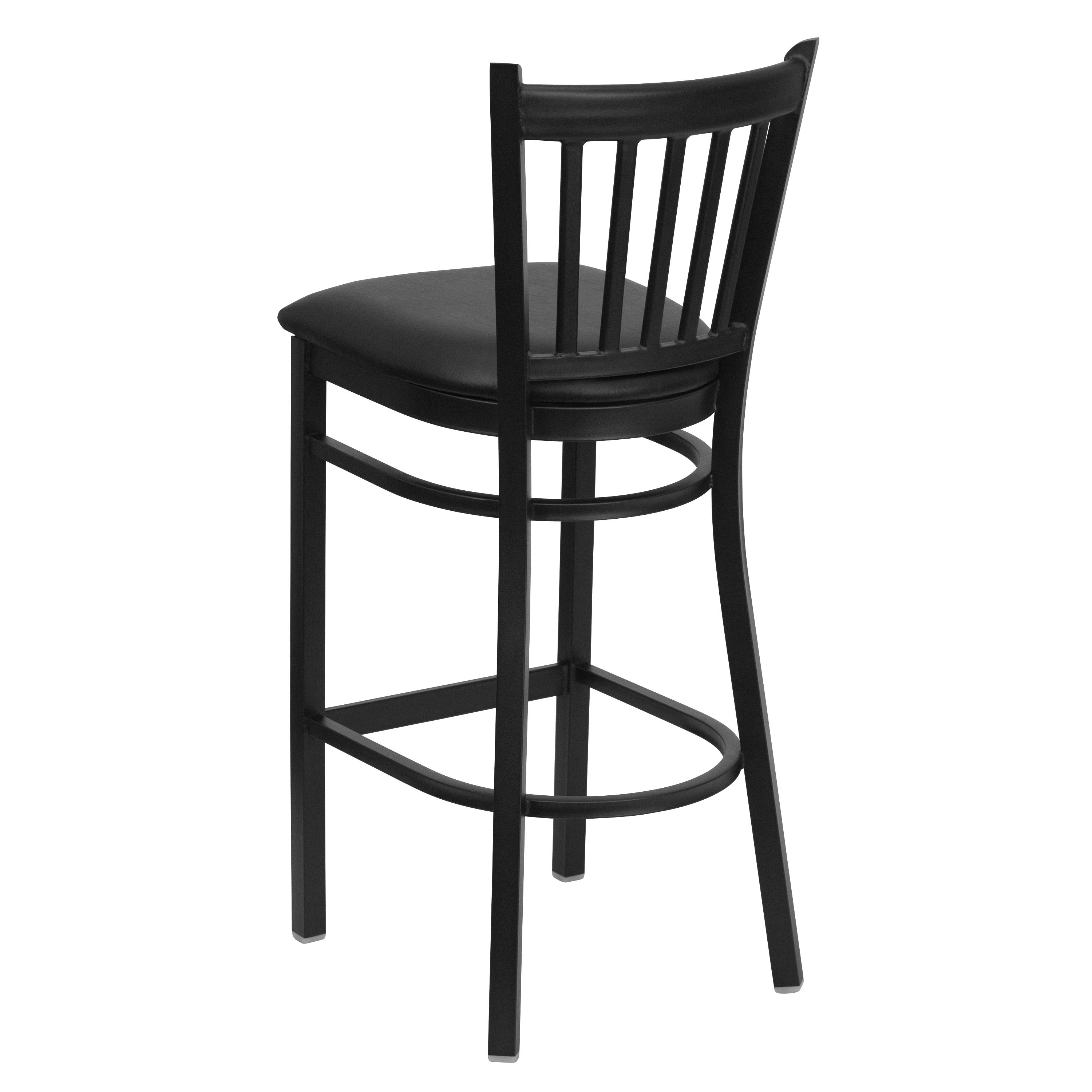 Flash Furniture HERCULES Series Black Vertical Back Metal Restaurant Barstool - Black Vinyl Seat