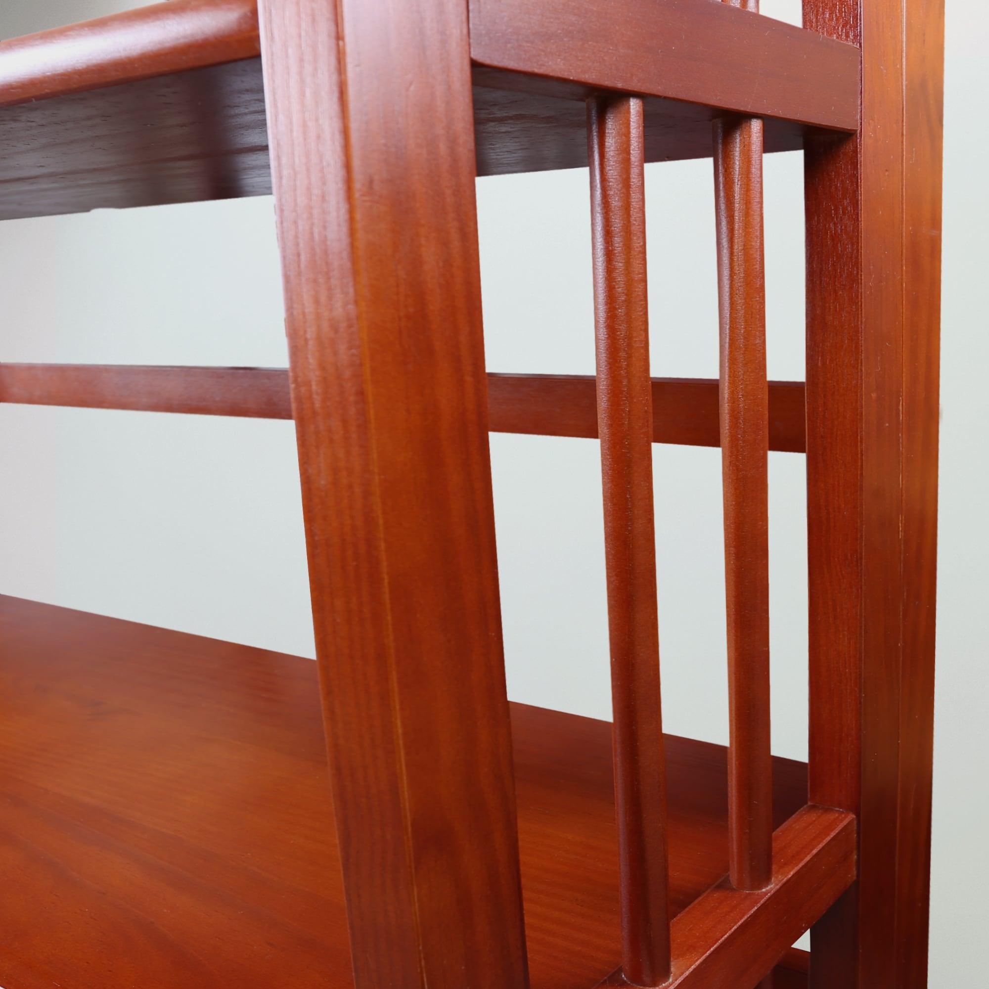 Casual Home 3 Shelf 14 Inch Folding Office Furniture Wood Bookcase, Mahogany