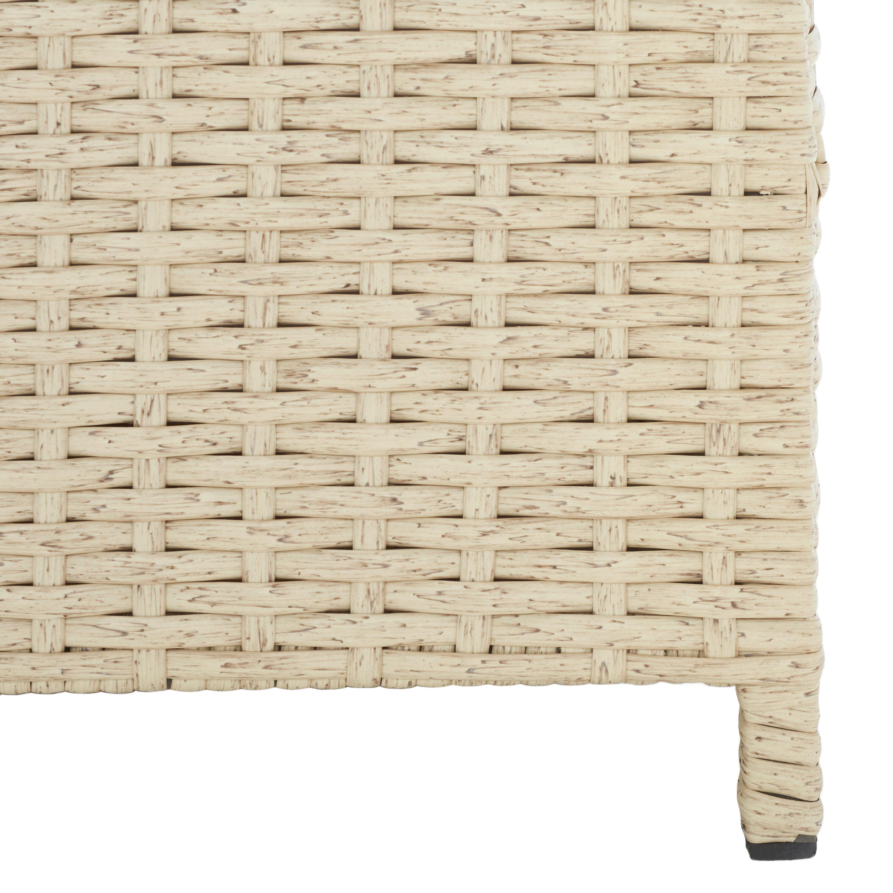 Oliveira Outdoor Cushion Deck Box - Beige/White Cushion - Safavieh