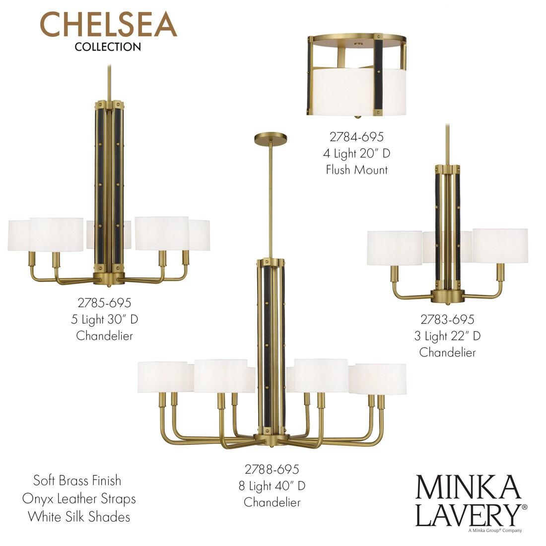 Minka Lavery Minka Lavery Chelsea Soft Brass With White Silk Chandelier