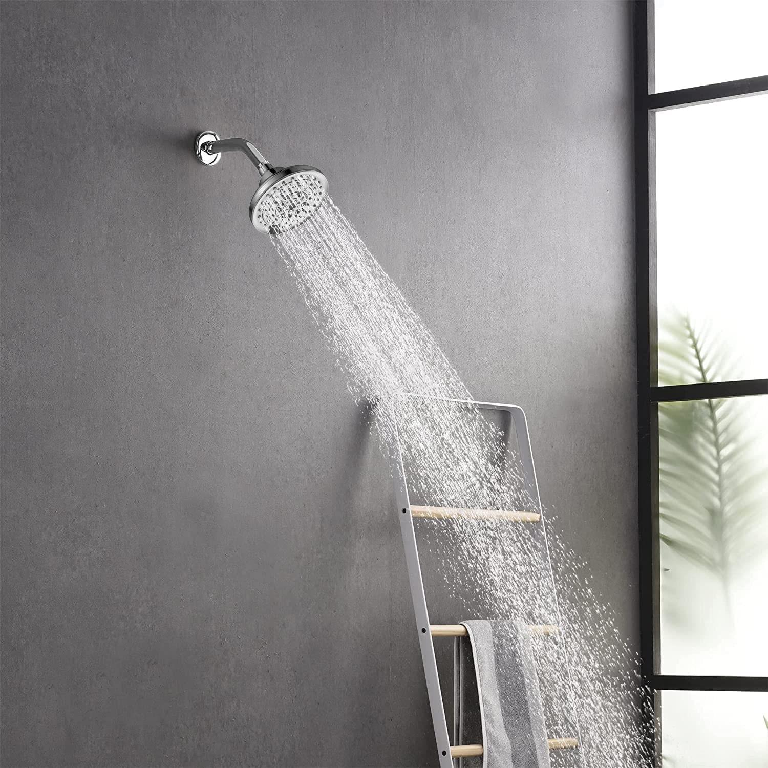 COUOKO 5" Rain Adjustable Shower Head Round 6 Spray Settings High Pressure Shower Head  FG102207