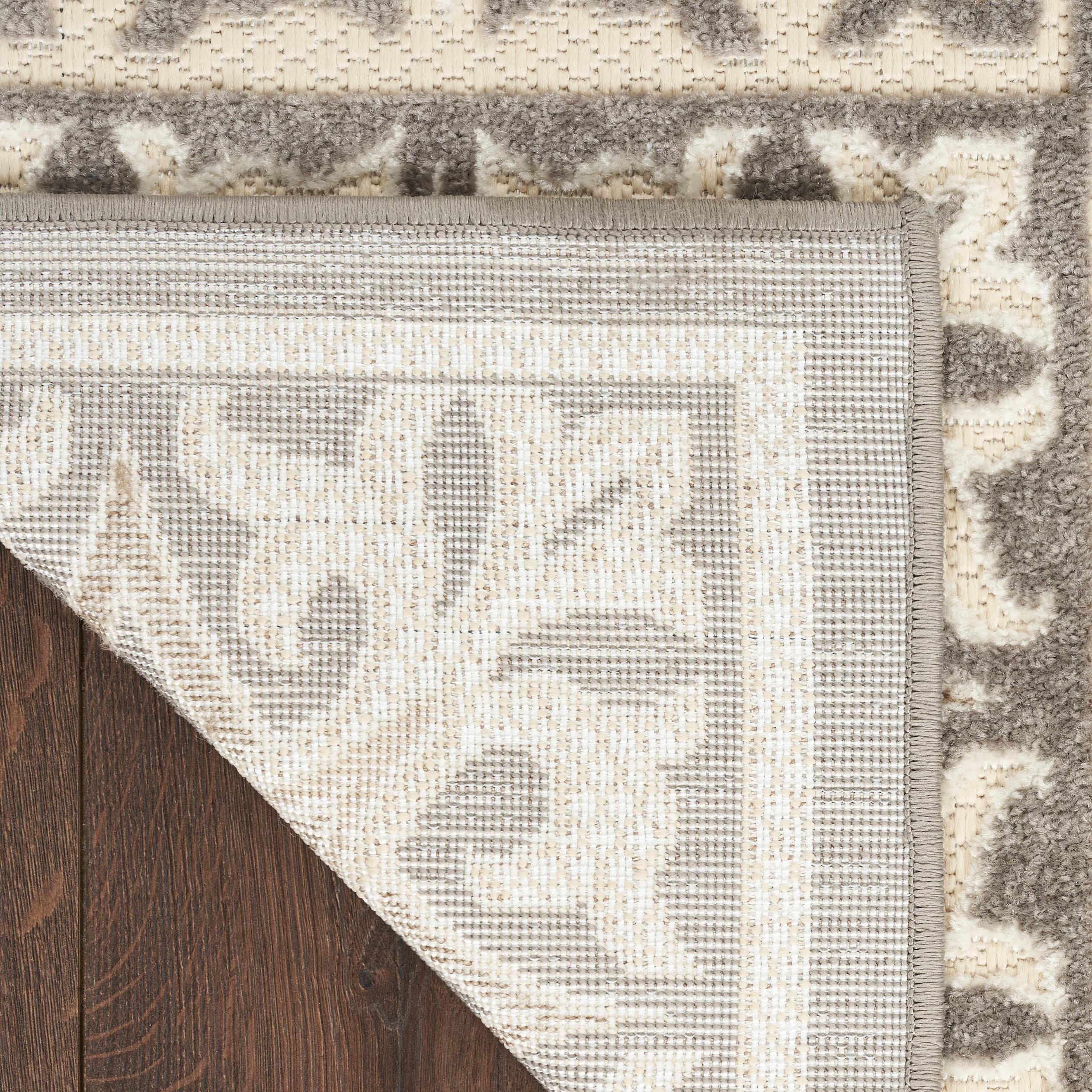 Nourison Aloha Modern Mosaic Flatweave High-Low Indoor Outdoor Area Rug Ivory Grey 2'8" x 4'