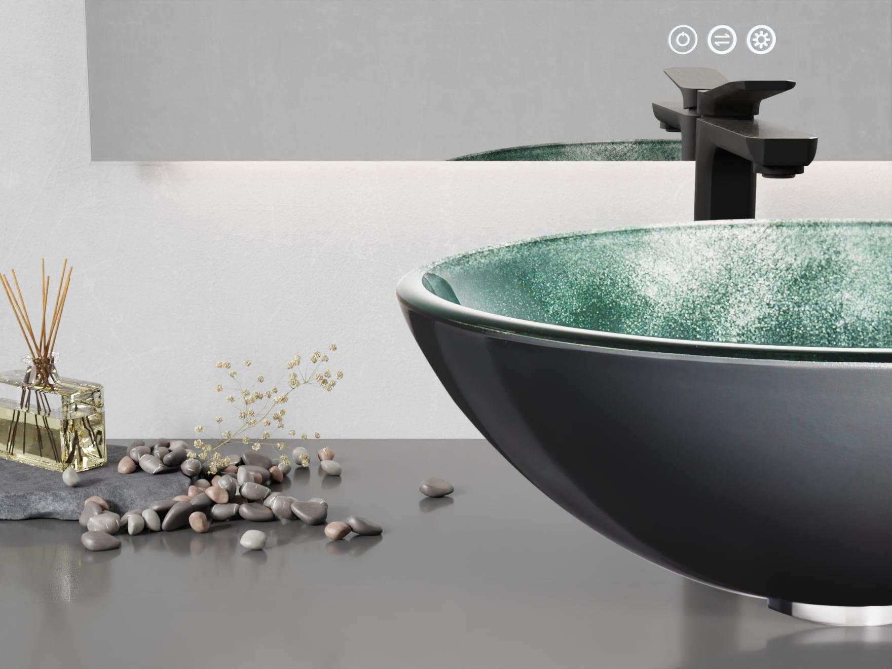 ANZZI Belissima 16.5'' Stellar Gray Glass Circular Bathroom Sink