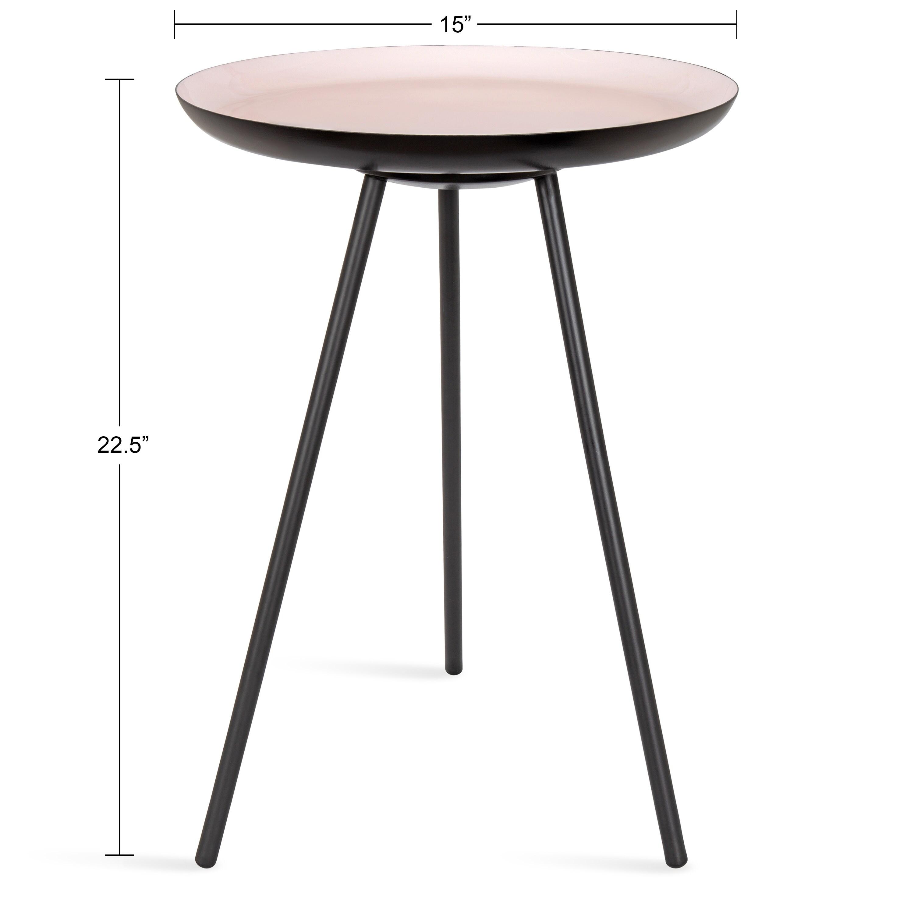 Kate and Laurel Laranya Round Metal Side Table, 15x15x22.5, Pink and Black