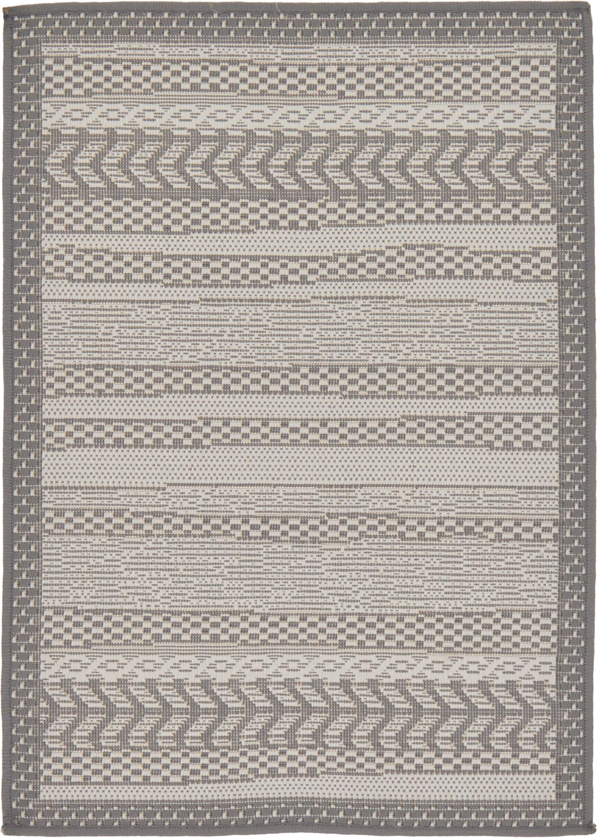 Unique Loom Outdoor Border Collection Area Rug - Lines (2' 2" x 3' 1" Rectangle Gray/Silver)