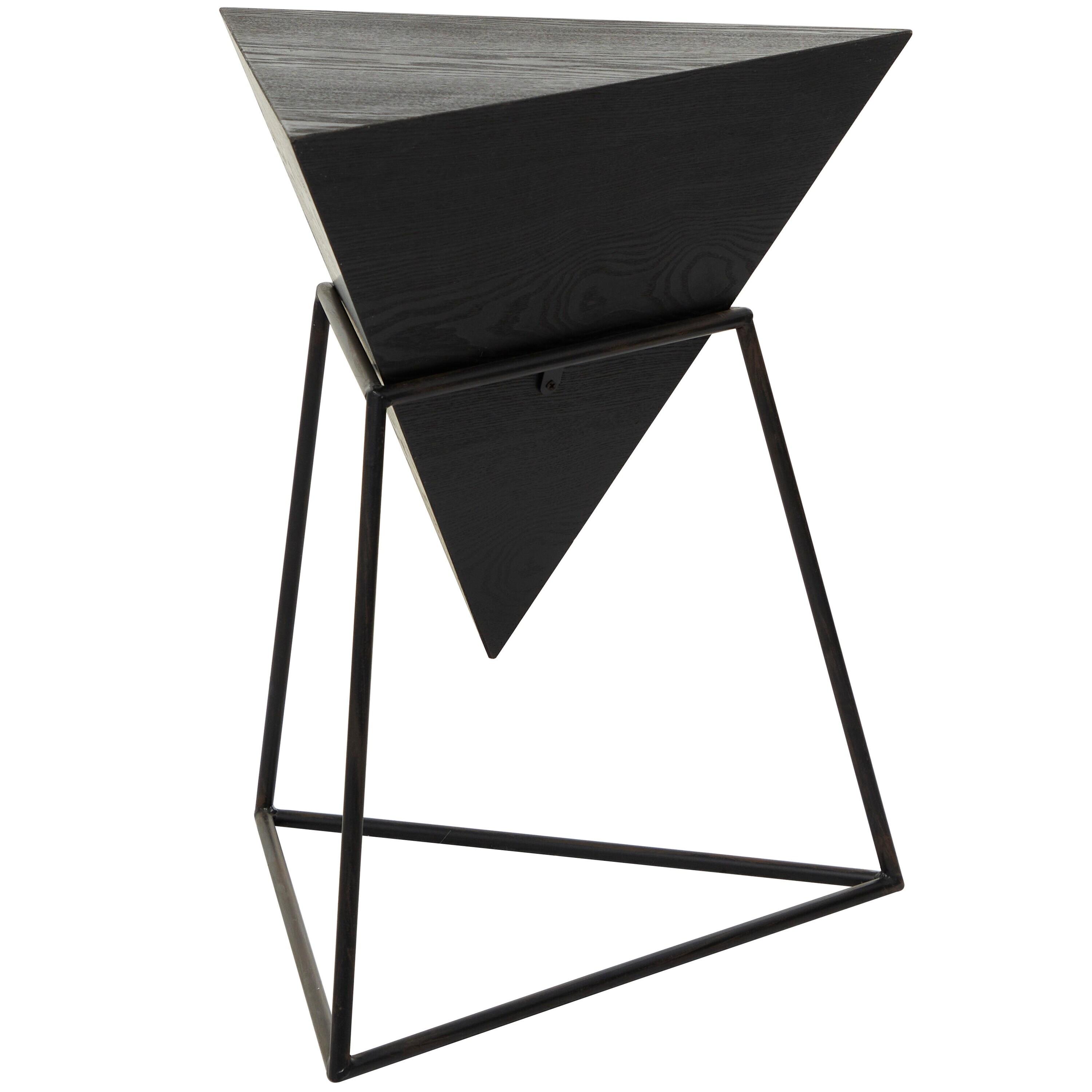 Modern Triangular Accent Table Gray - Olivia & May: Chic Side Table, Metal Frame, Wood Top, Easy to Clean