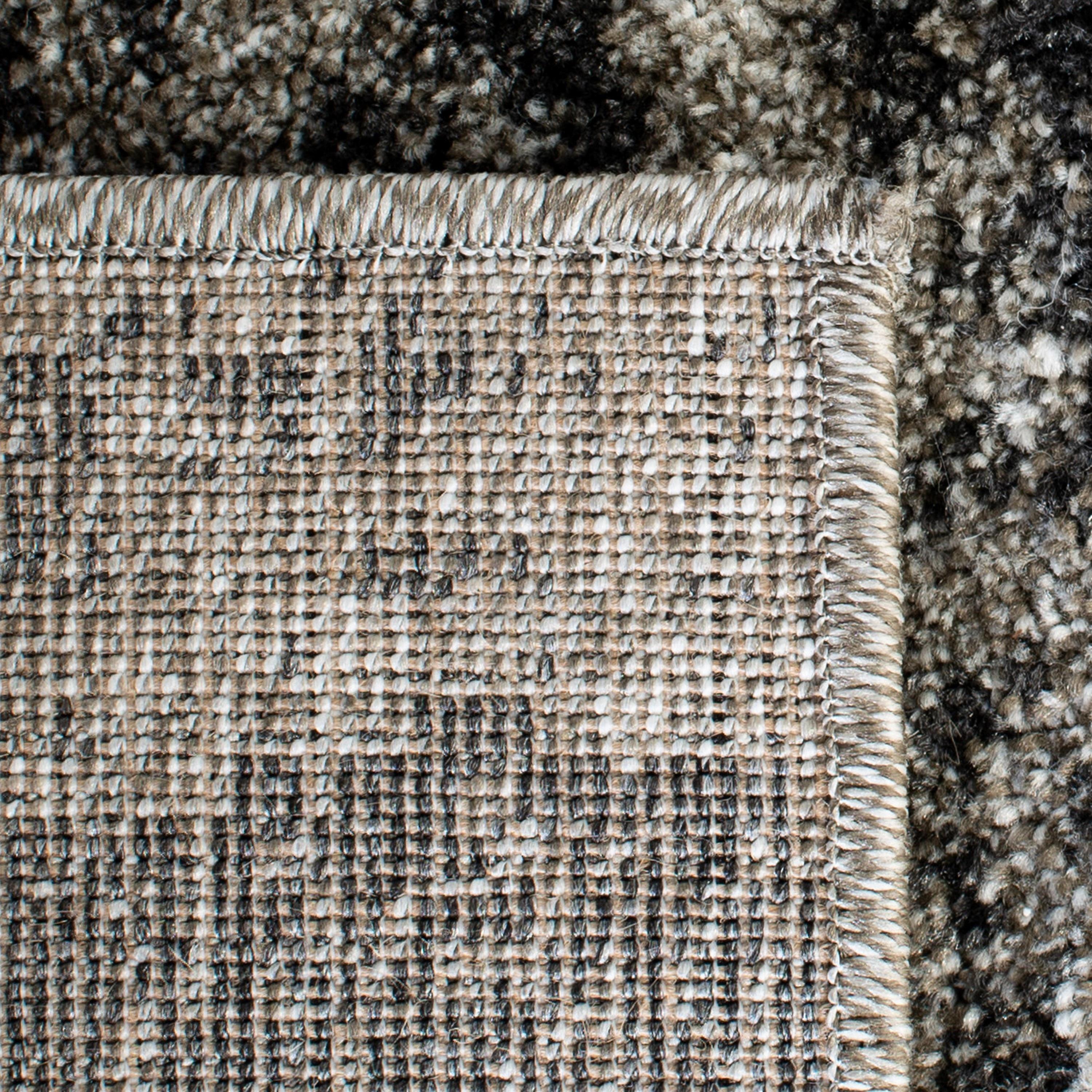 Retro Dark Grey and Light Grey 9' x 12' Shag Area Rug
